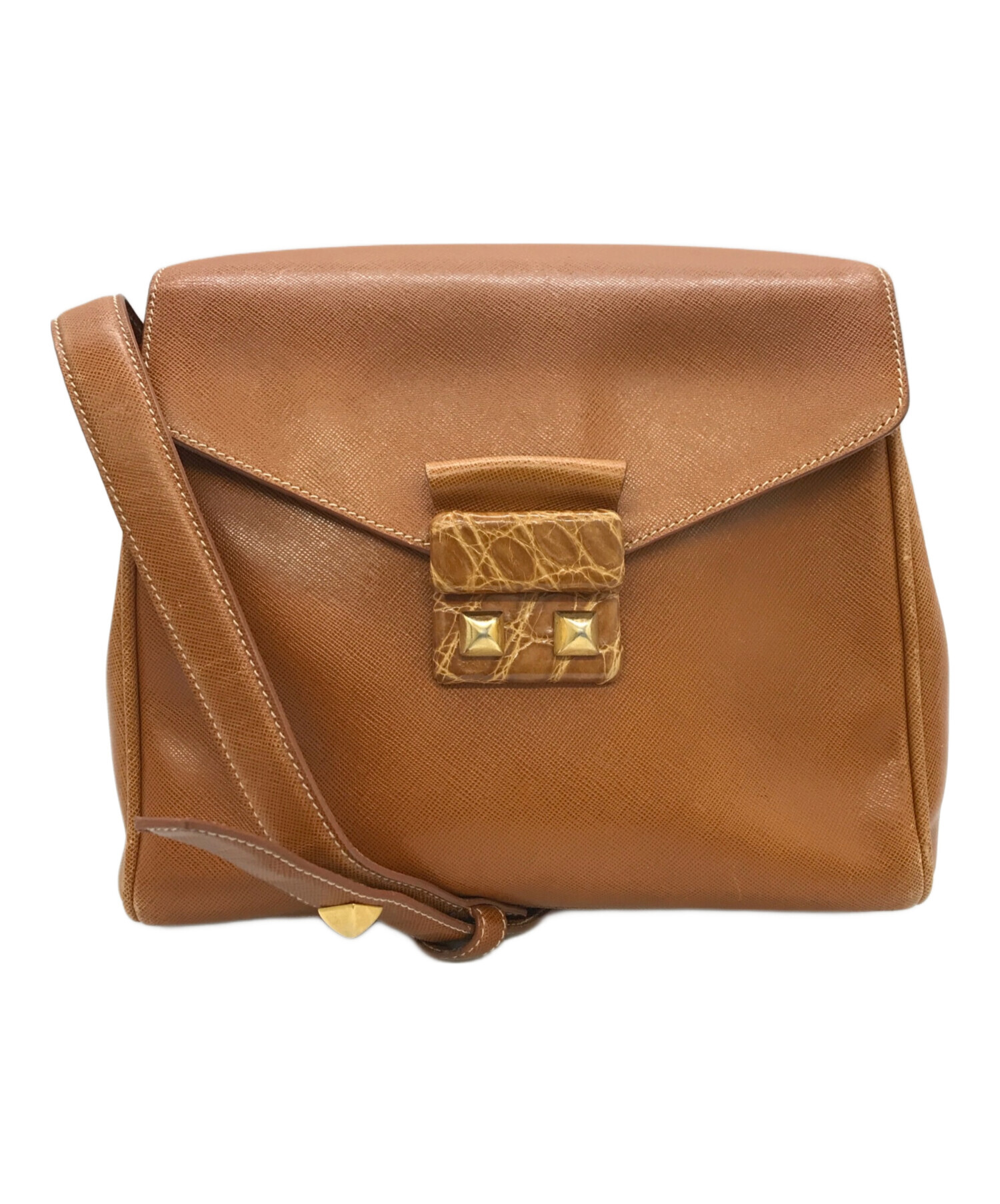 プラダ（PRADA） レザー ショルダーバッグ 茶（ブラウン） PRADA 