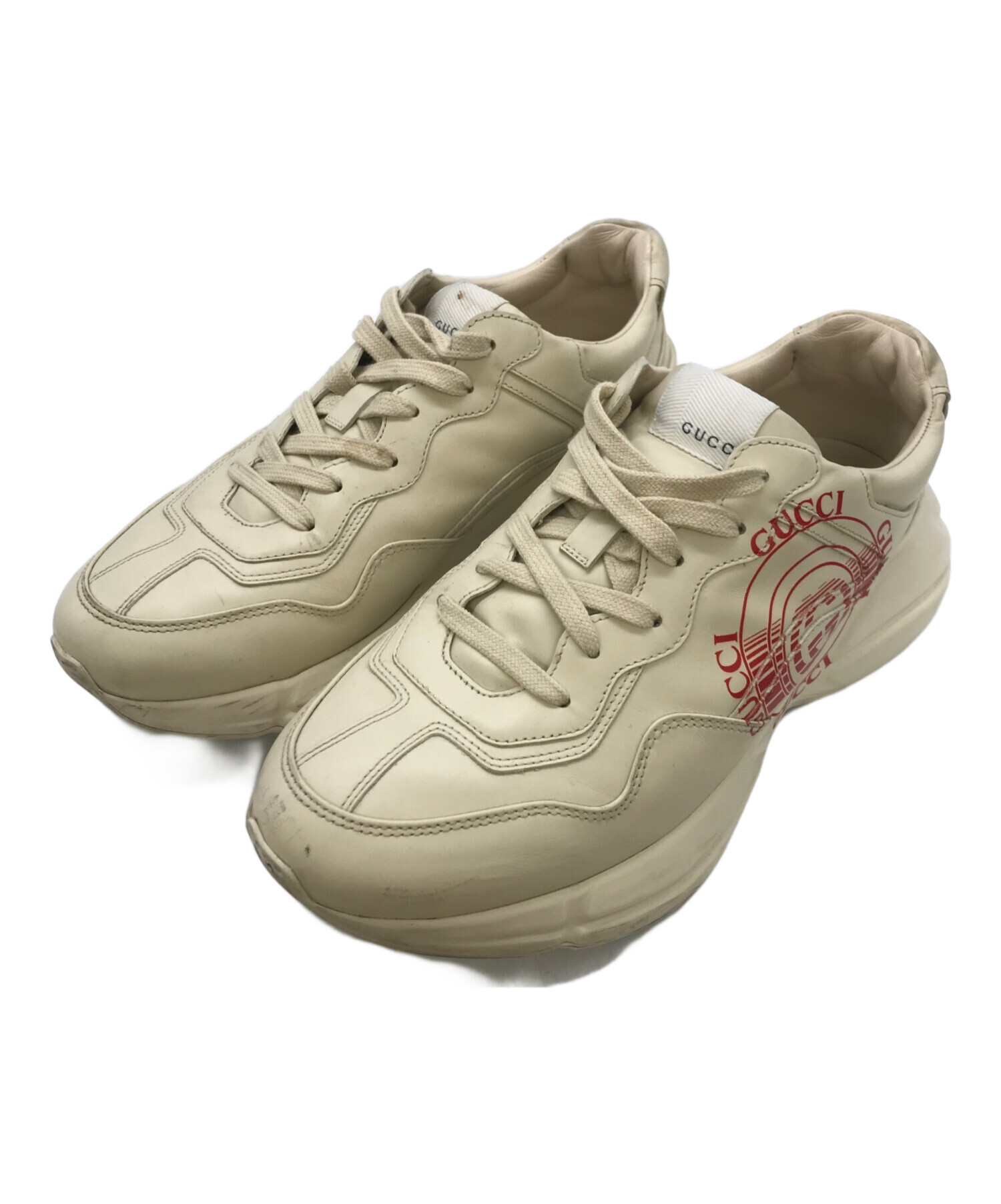 中古・古着通販】GUCCI (グッチ) レザーローカットスニーカー ベージュ 
