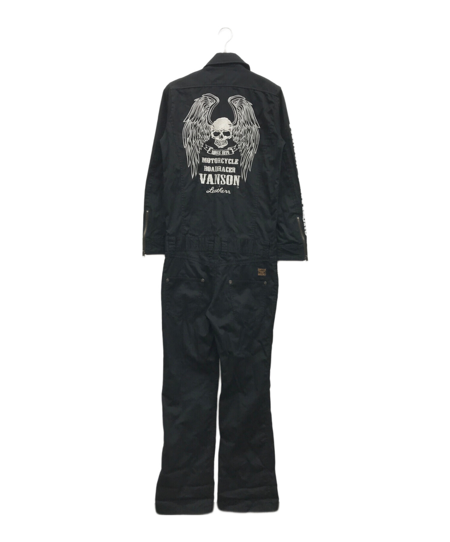 中古・古着通販】VANSON (バンソン) つなぎ ブラック サイズ:S 中古・古着通販】VANSON (バンソン) つなぎ ブラック サイズ:S