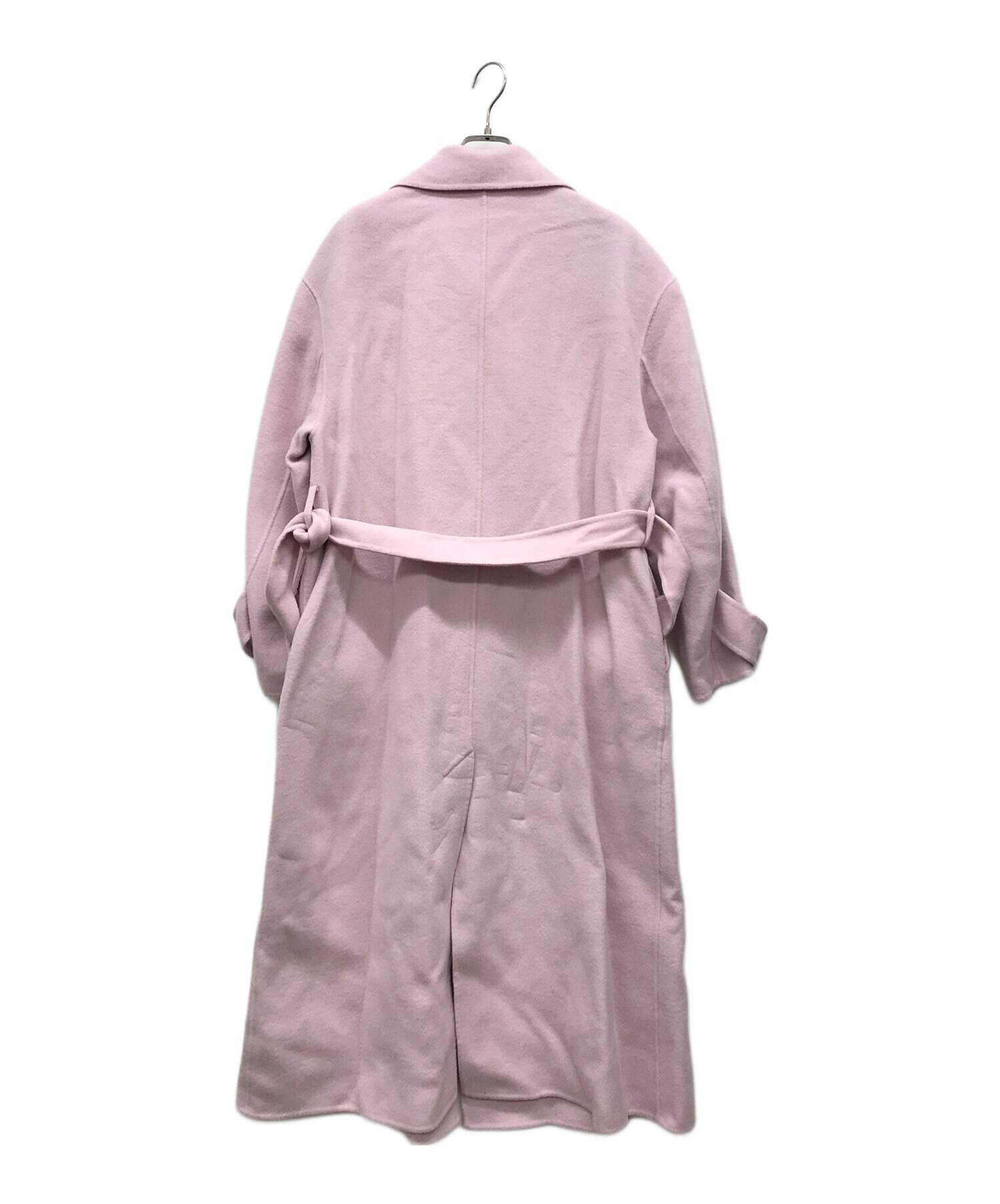 フレイアイディー ウールトレンチリバーコート ベルト 女優襟 ピンク 0 マキシ 中古・古着通販】FRAY ID (フレイ アイディー) ウールカシミアトレンチ