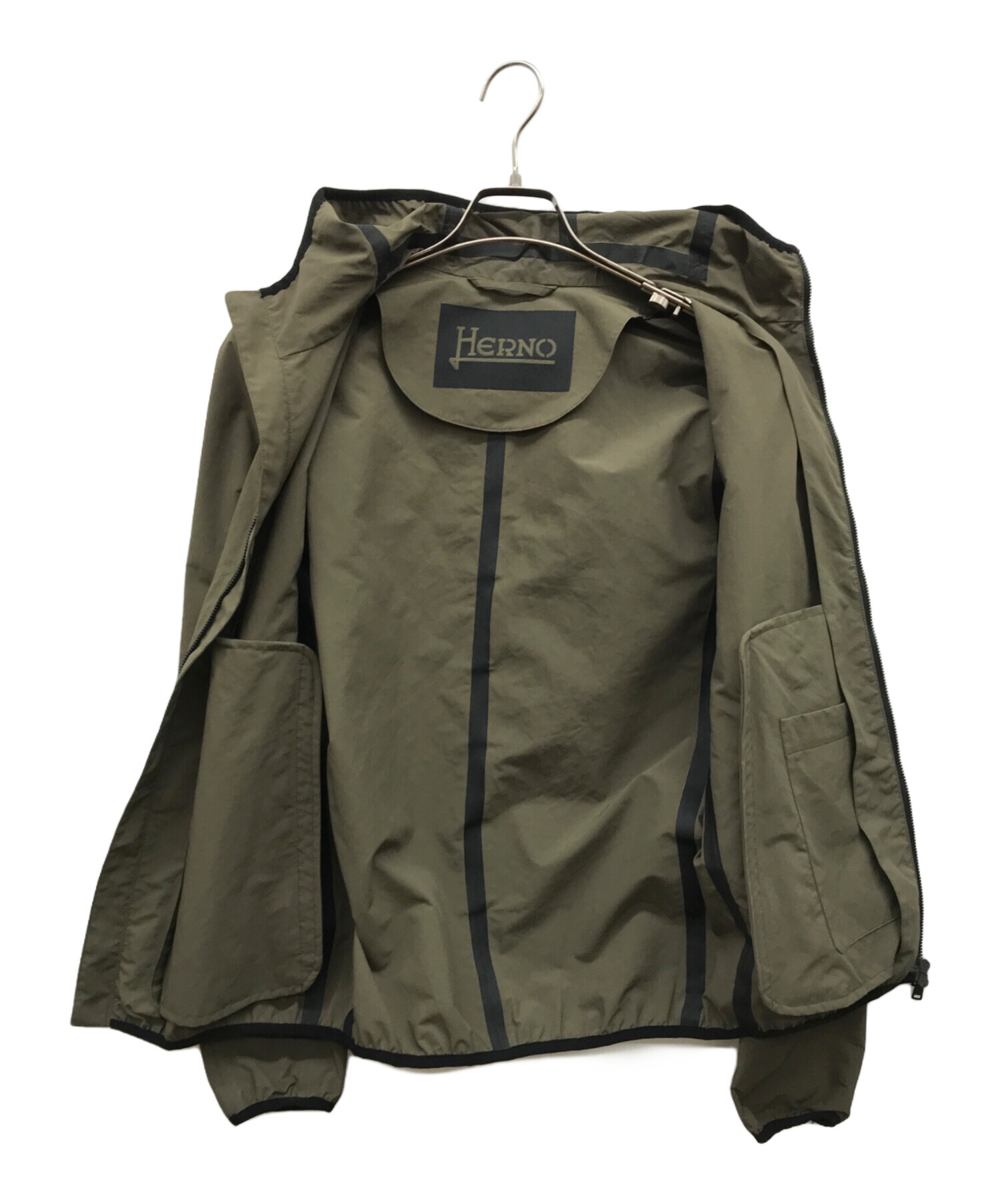 試着のみ HERNO ヘルノ ナイロン フーディーパーカー 50 カーキ 中古・古着通販】HERNO (ヘルノ) ウォーターレペレントポリエステル