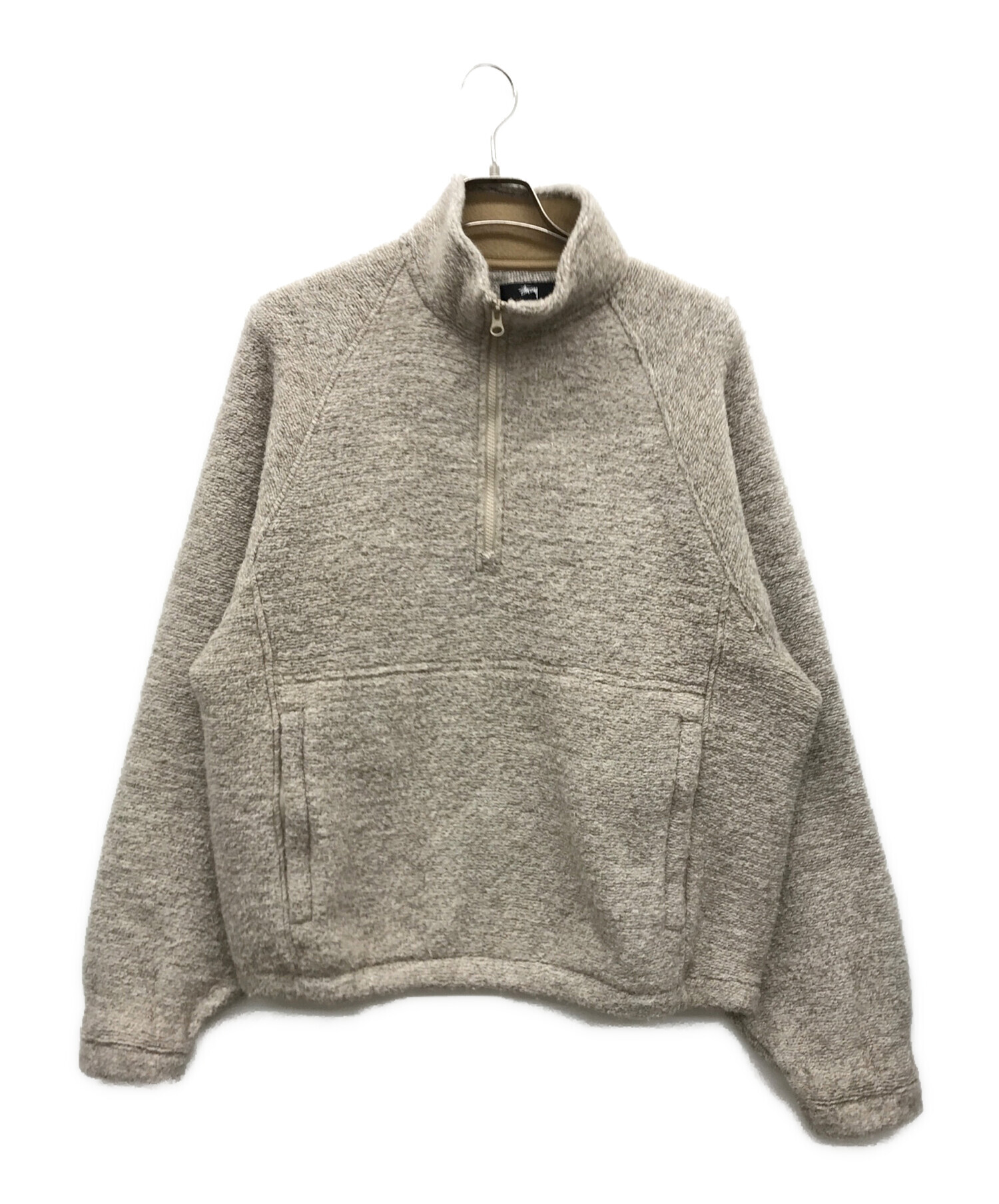 Stussy ウールマフラー ベージュ フリンジ付き　銀タグ 中古・古着通販】stussy (ステューシー) WOOL BLEND SHERPA MOCK NECK