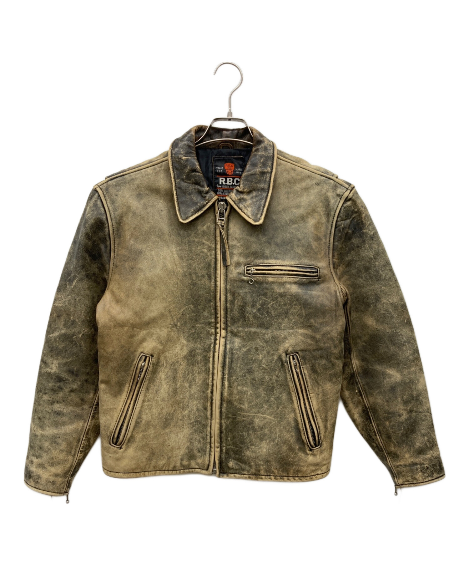 ⭐︎R.B.C.本革 シングルライダースジャケット M⭐︎ r.b.c ファッション R.B.C. 革ジャン M
