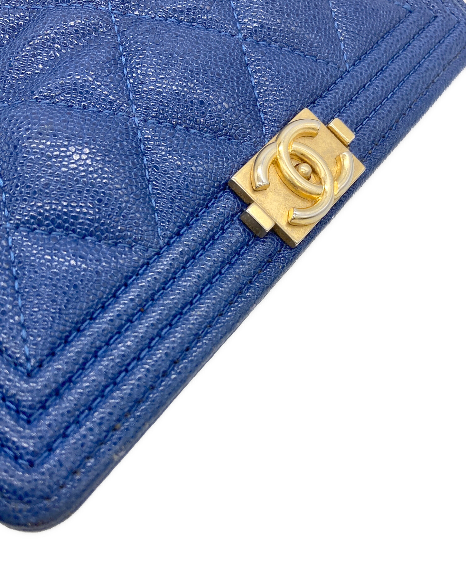 中古・古着通販】CHANEL (シャネル) ボーイシャネル3つ折り財布 ブルー 
