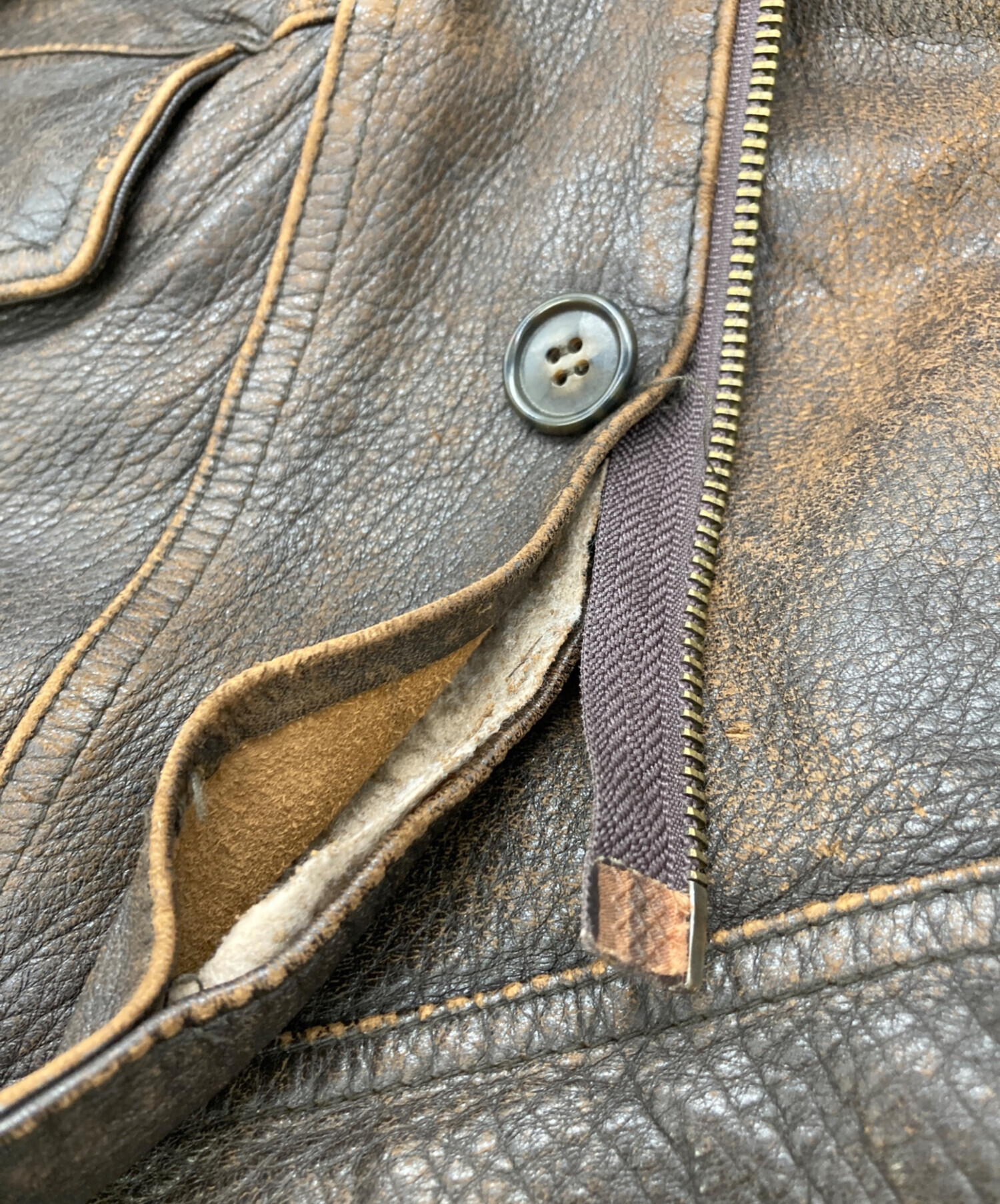 【old】 セイントヴィアラ ディアスキン レザージャケット ブラウン F 中古・古着通販】USED (ユーズド) ディアスキンレザージャケット