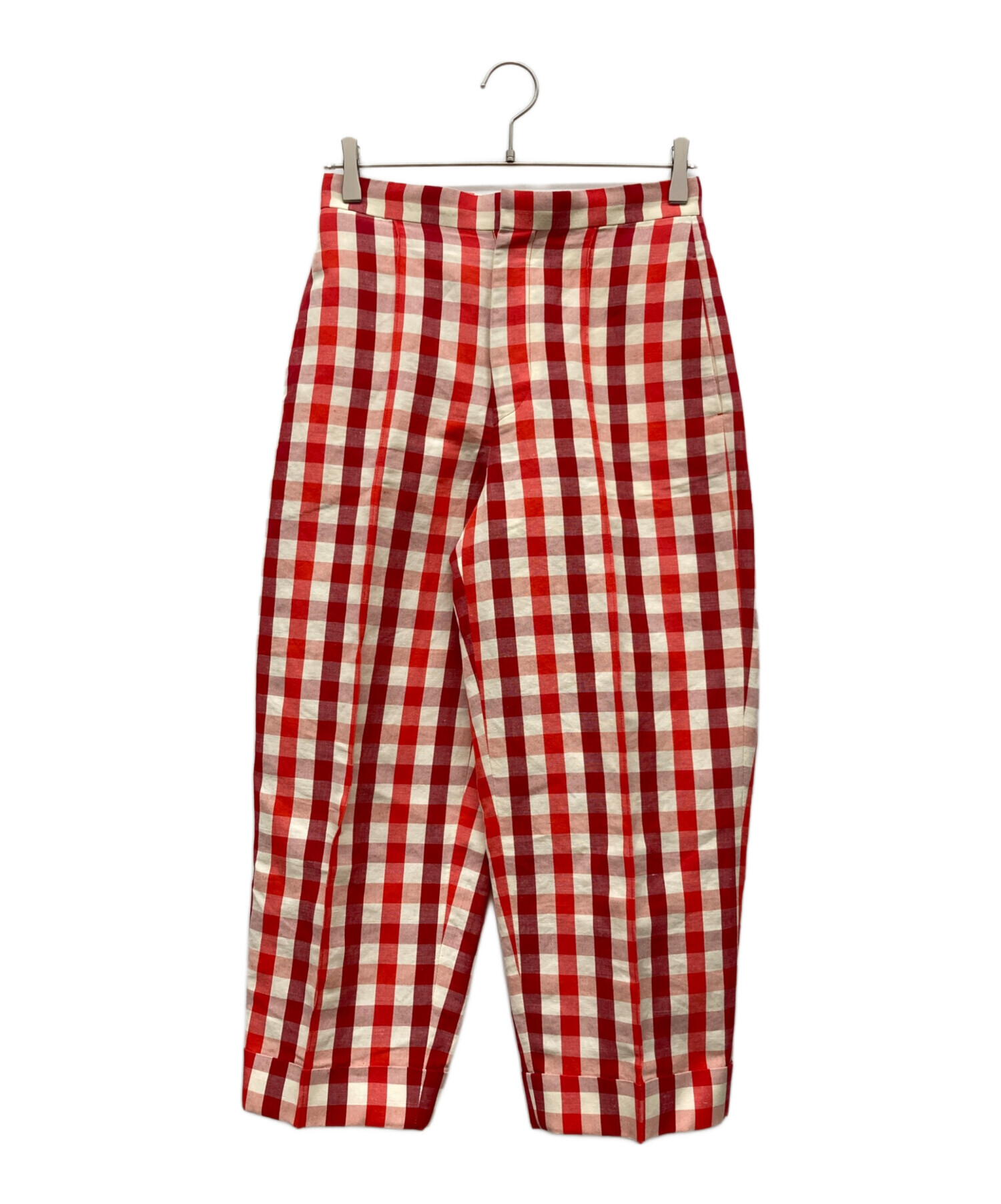 drawer チェックドロストパンツ　ドゥロワー 中古・古着通販】DRAWER (ドゥロワー) コットンヘンプチェックパンツ