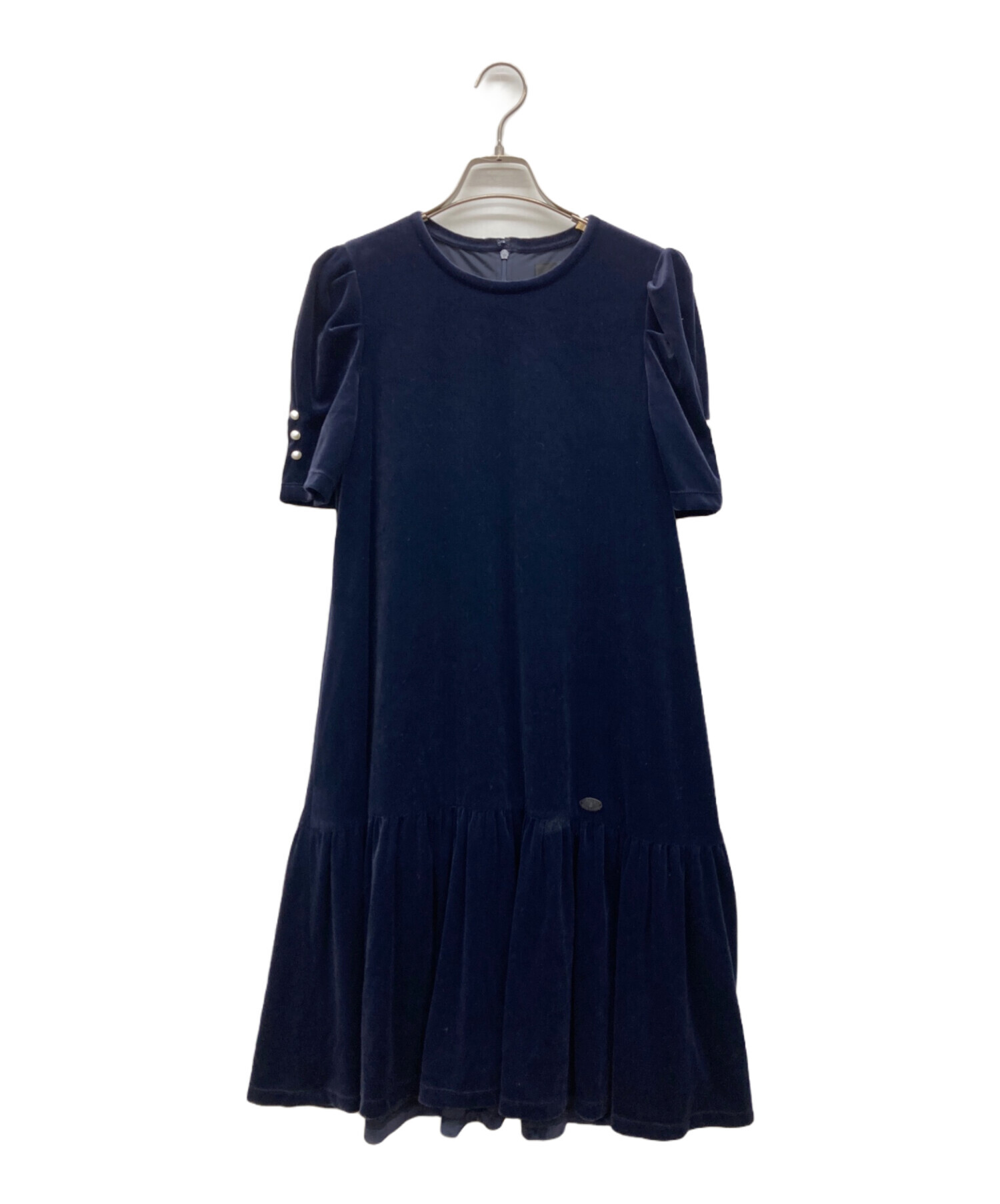 中古・古着通販】Rene (ルネ) ベロアワンピース ネイビー サイズ:36