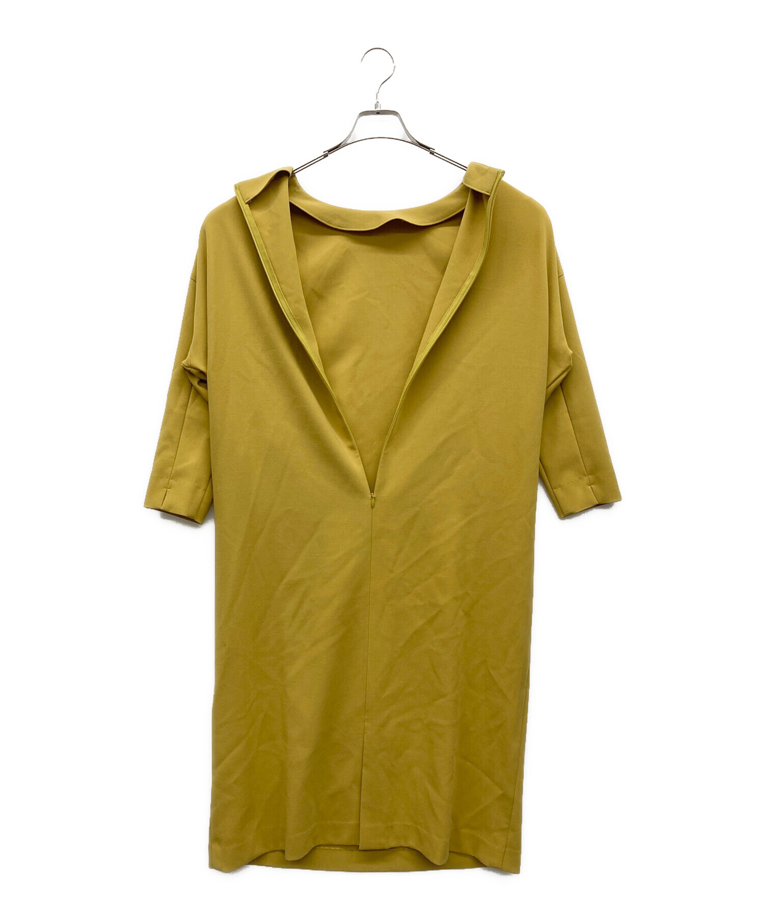 ソージュ　ウールライク9分袖ワンピース チャコール ソージュ ウールライク9分袖ワンピース チャコール ウールライク9分袖