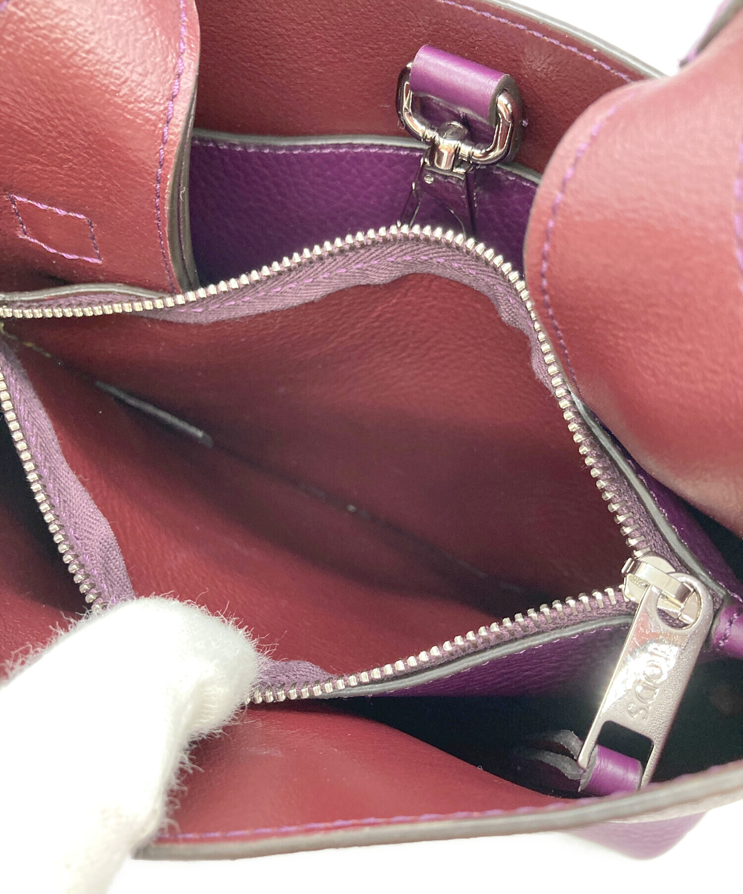 中古・古着通販】TOD'S (トッズ) Tタイムレス レザーバッグ パープル