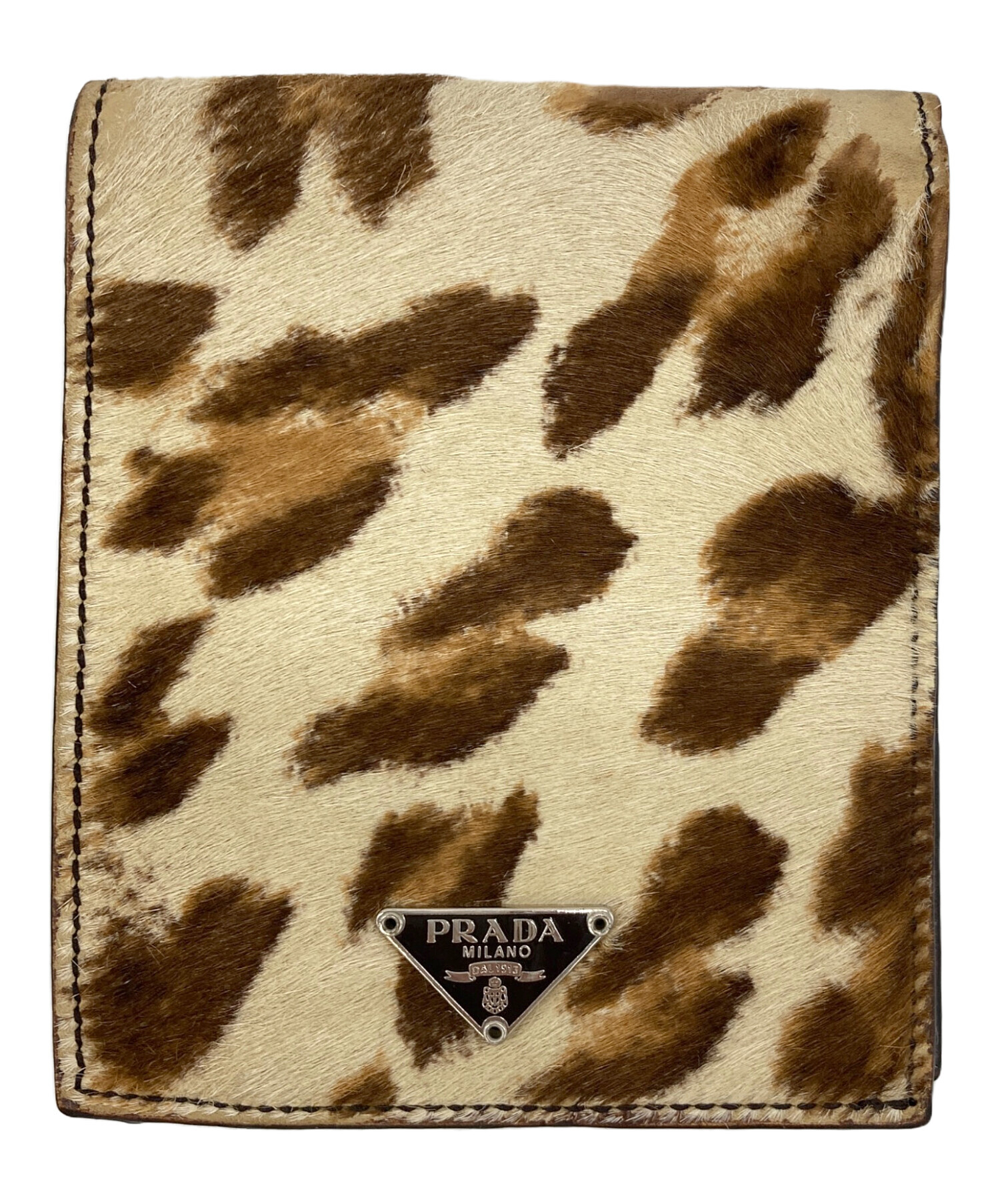 中古・古着通販】PRADA (プラダ) ハラコ2つ折り財布 ブラウン