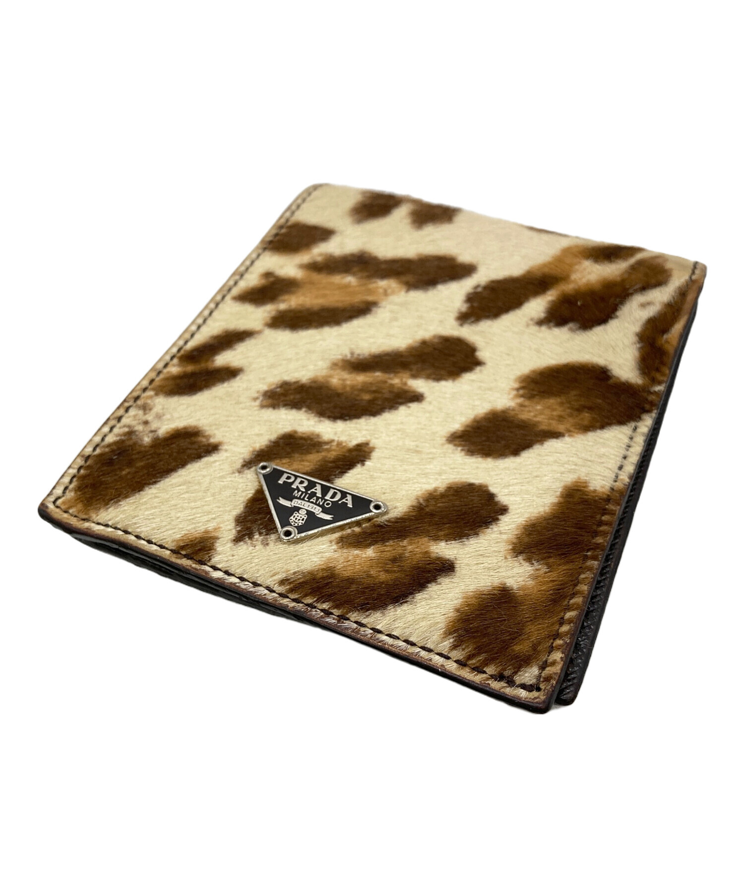 中古・古着通販】PRADA (プラダ) ハラコ2つ折り財布 ブラウン