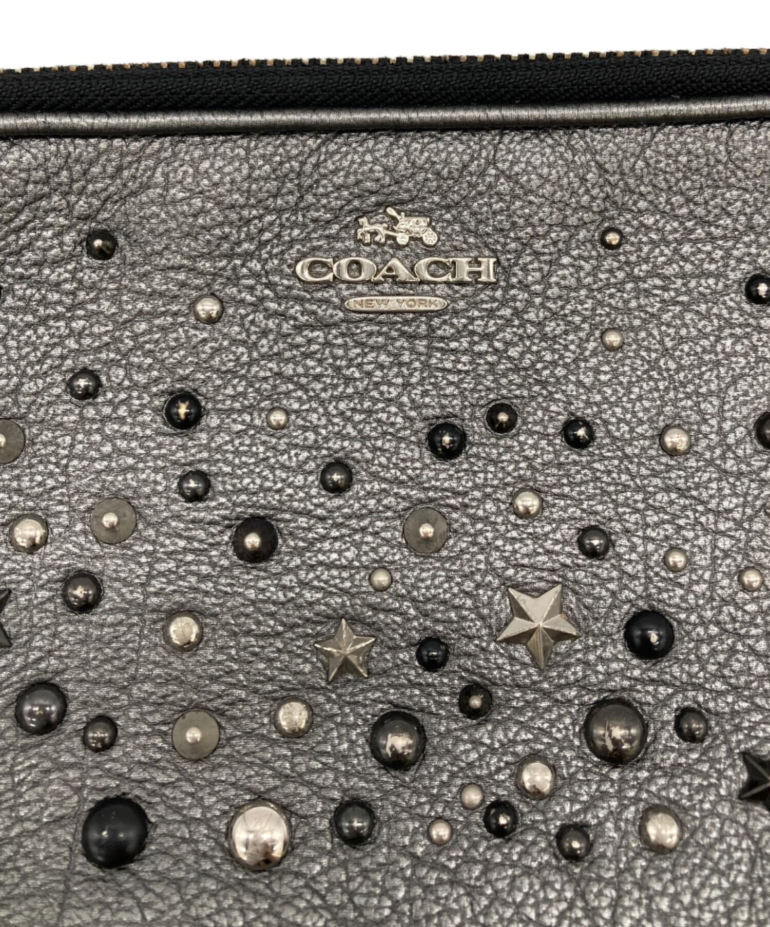 中古・古着通販】COACH (コーチ) スタッズショルダーバッグ シルバー 
