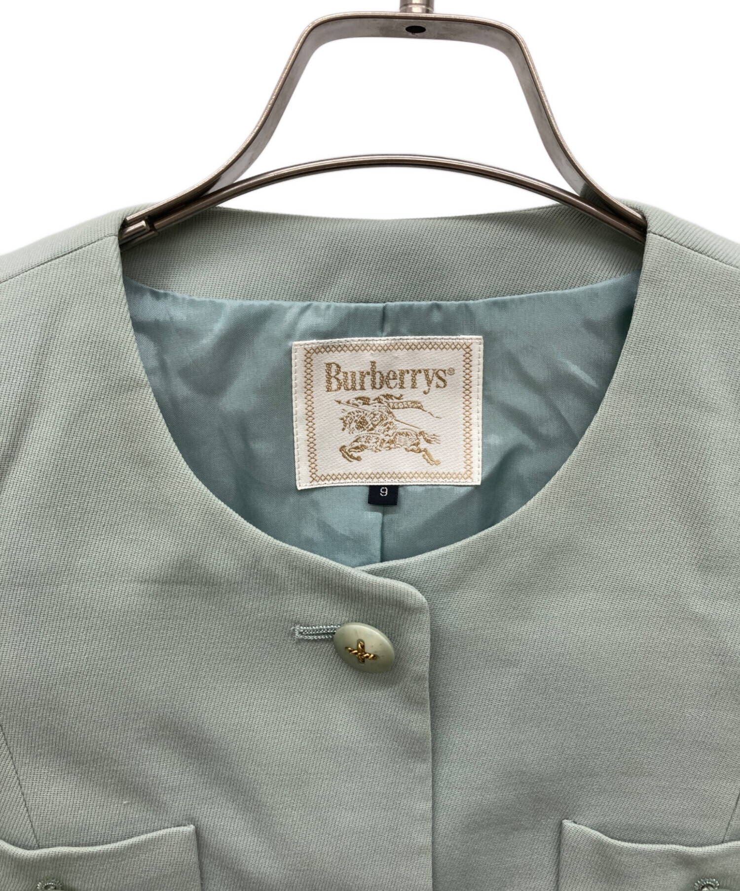 中古・古着通販】BURBERRY (バーバリー) ノーカラースーツスカート 黄