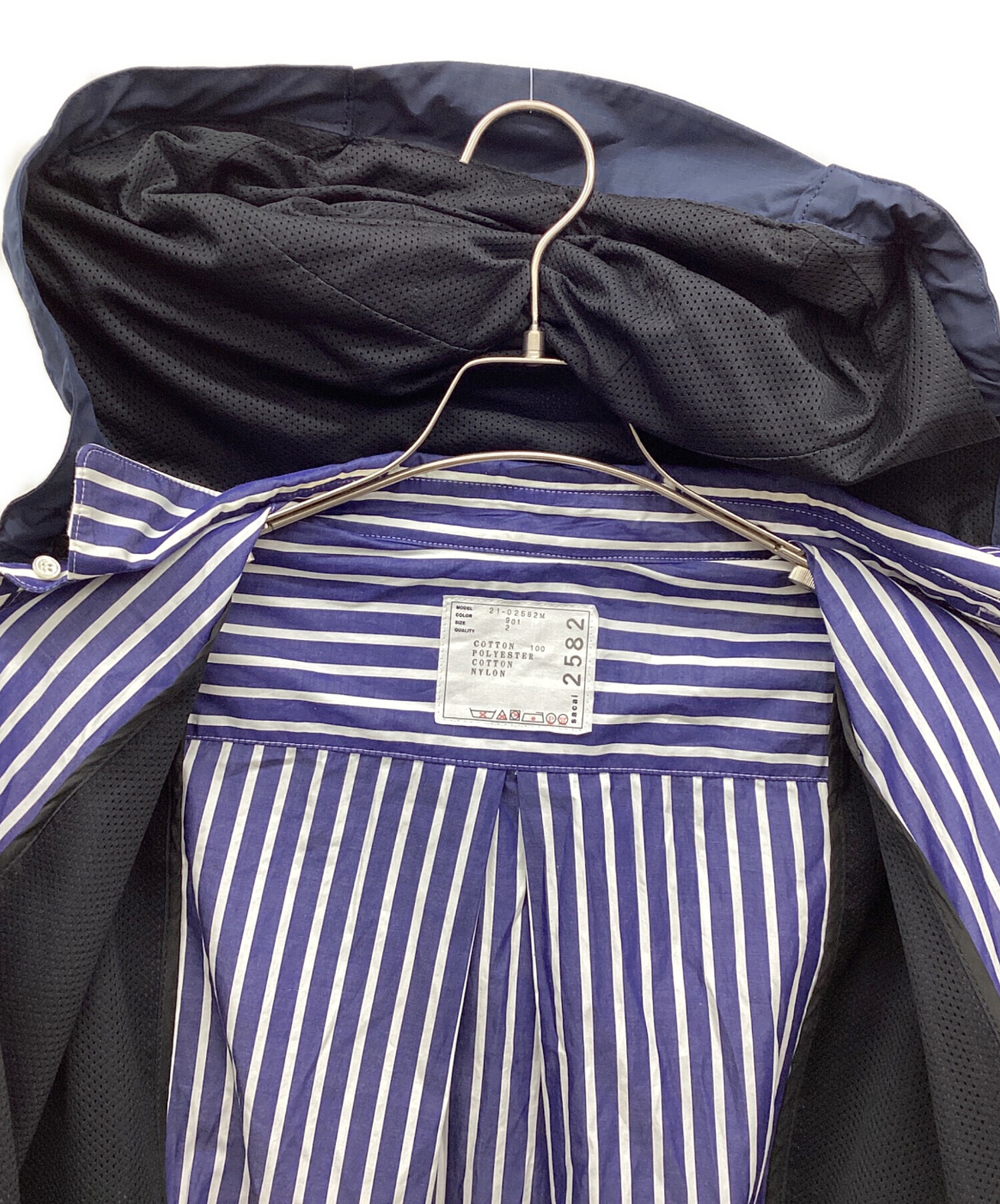 中古・古着通販】sacai (サカイ) ドッキングフーデッドストライプ