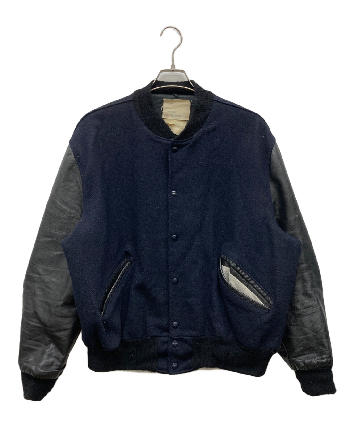 中古・古着通販】DeLong (デロング) レザー切替スタジャン ネイビー