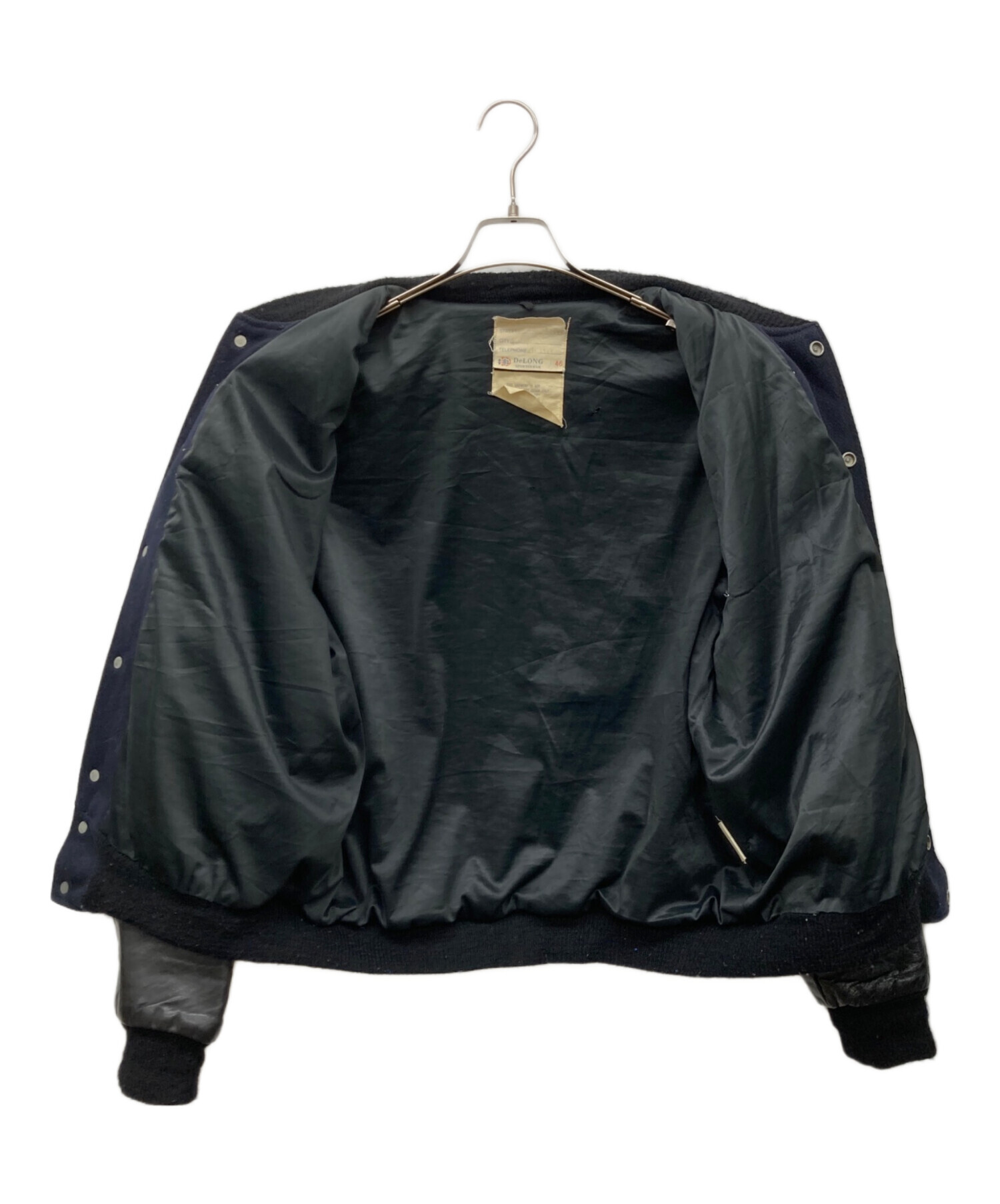 中古・古着通販】DeLong (デロング) レザー切替スタジャン ネイビー