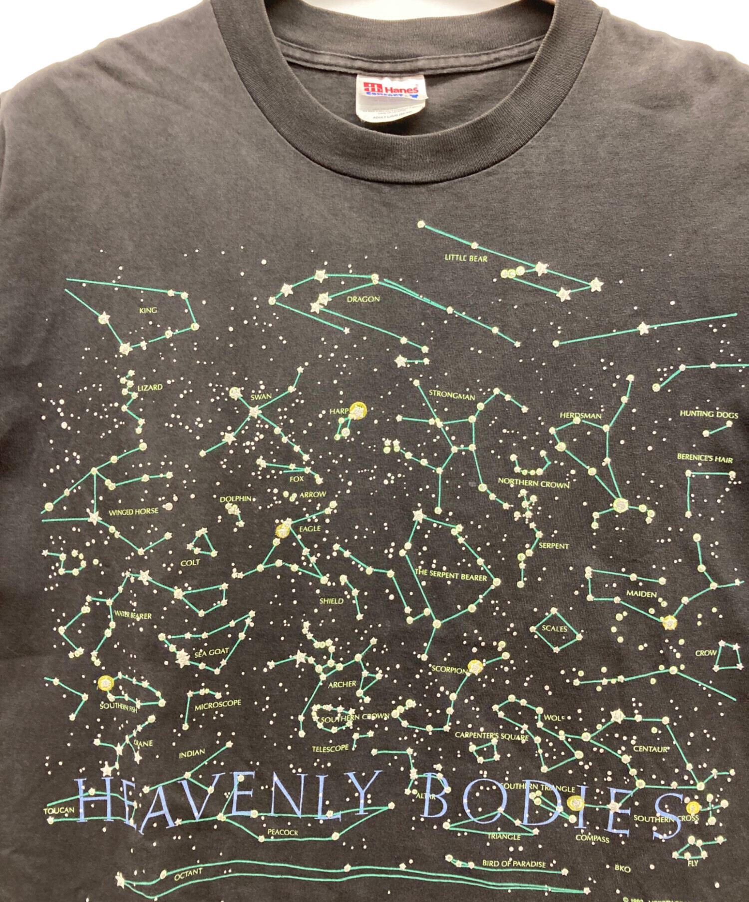 90s Hanes 星座総柄 天体図 USA製 Tシャツ XL ブラック