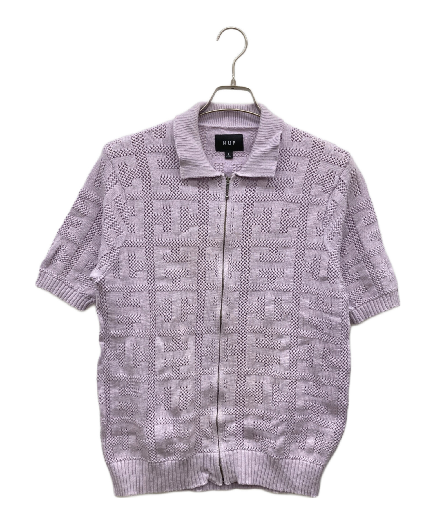 中古・古着通販】HUF (ハフ) MONOGRAM JACQUARD ZIP SWEATER パープル