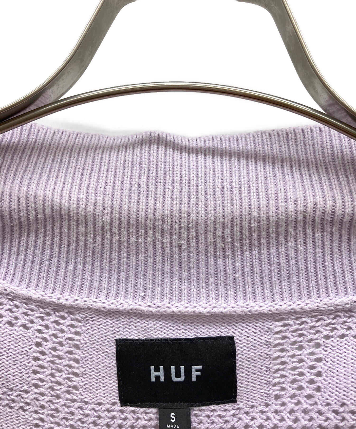 中古・古着通販】HUF (ハフ) MONOGRAM JACQUARD ZIP SWEATER パープル 