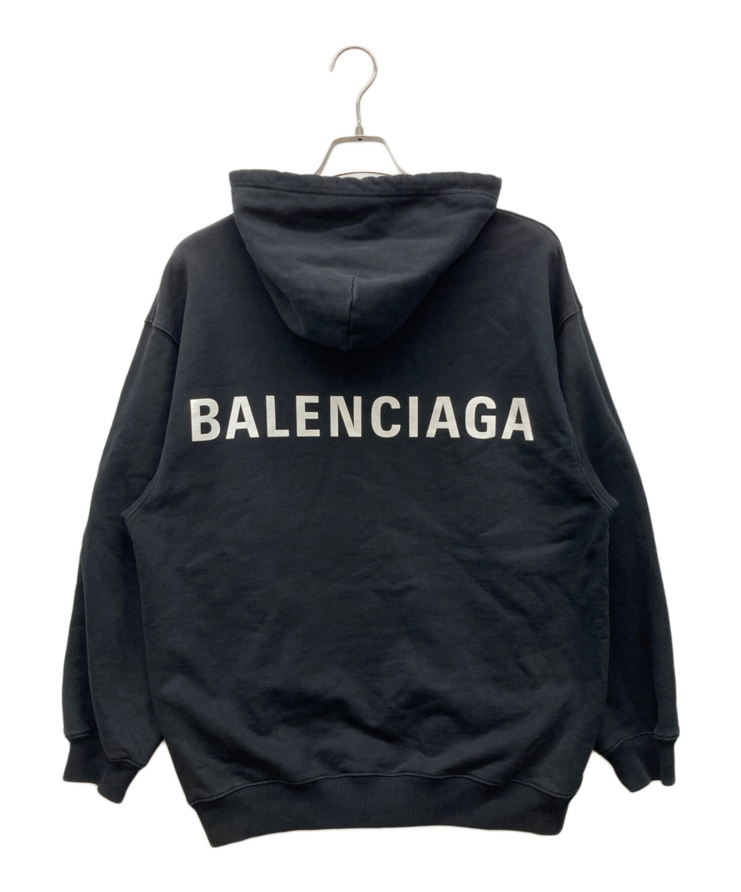 【超人気デザイン】バレンシアガ☆ バックプリントロゴ入り パーカー　ブラック 中古・古着通販】BALENCIAGA (バレンシアガ) バックロゴプリント