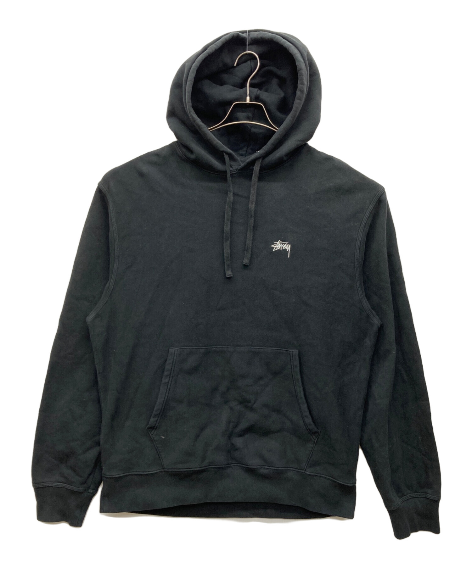 中古・古着通販】stussy (ステューシー) ロゴ刺繍パーカー ブラック 