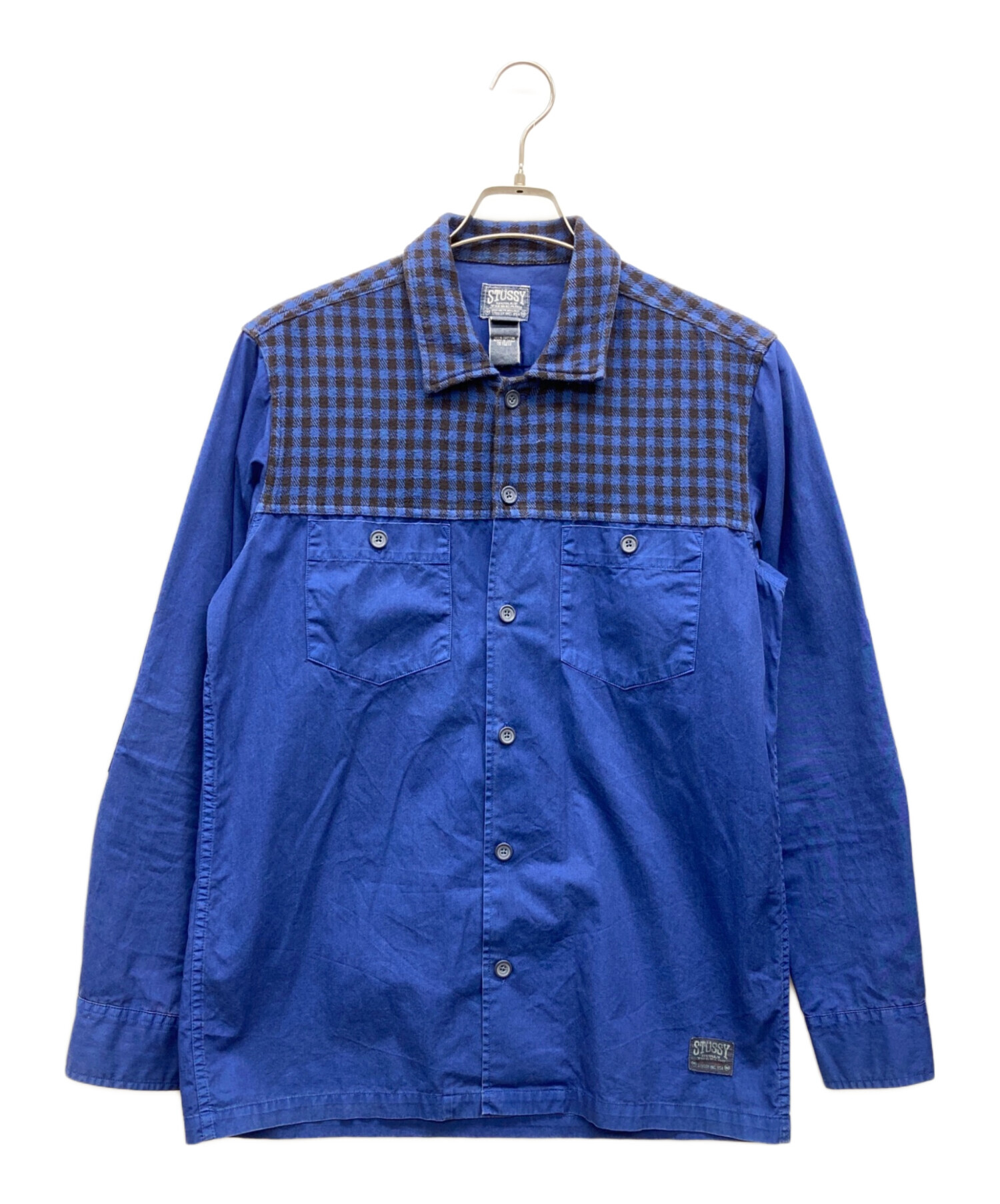 中古・古着通販】stussy (ステューシー) 切替チェックシャツ ブルー