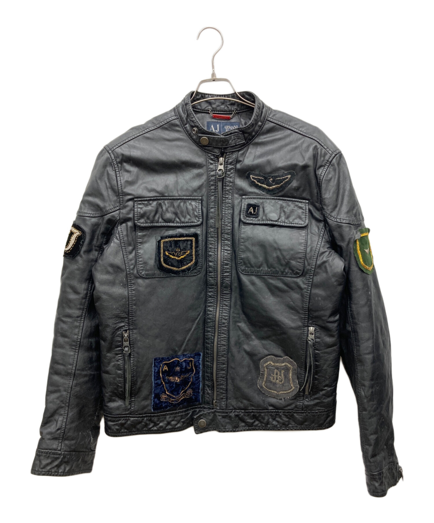 アルマーニジーンズ ARMANIJEANS ブルゾン サイズ50 M ネイビー×シルバー メンズ 春・秋物/ジップアップ ジャケット 90s ARMANI JEANS アルマーニジーンズ 中綿ブルゾン 42 紺