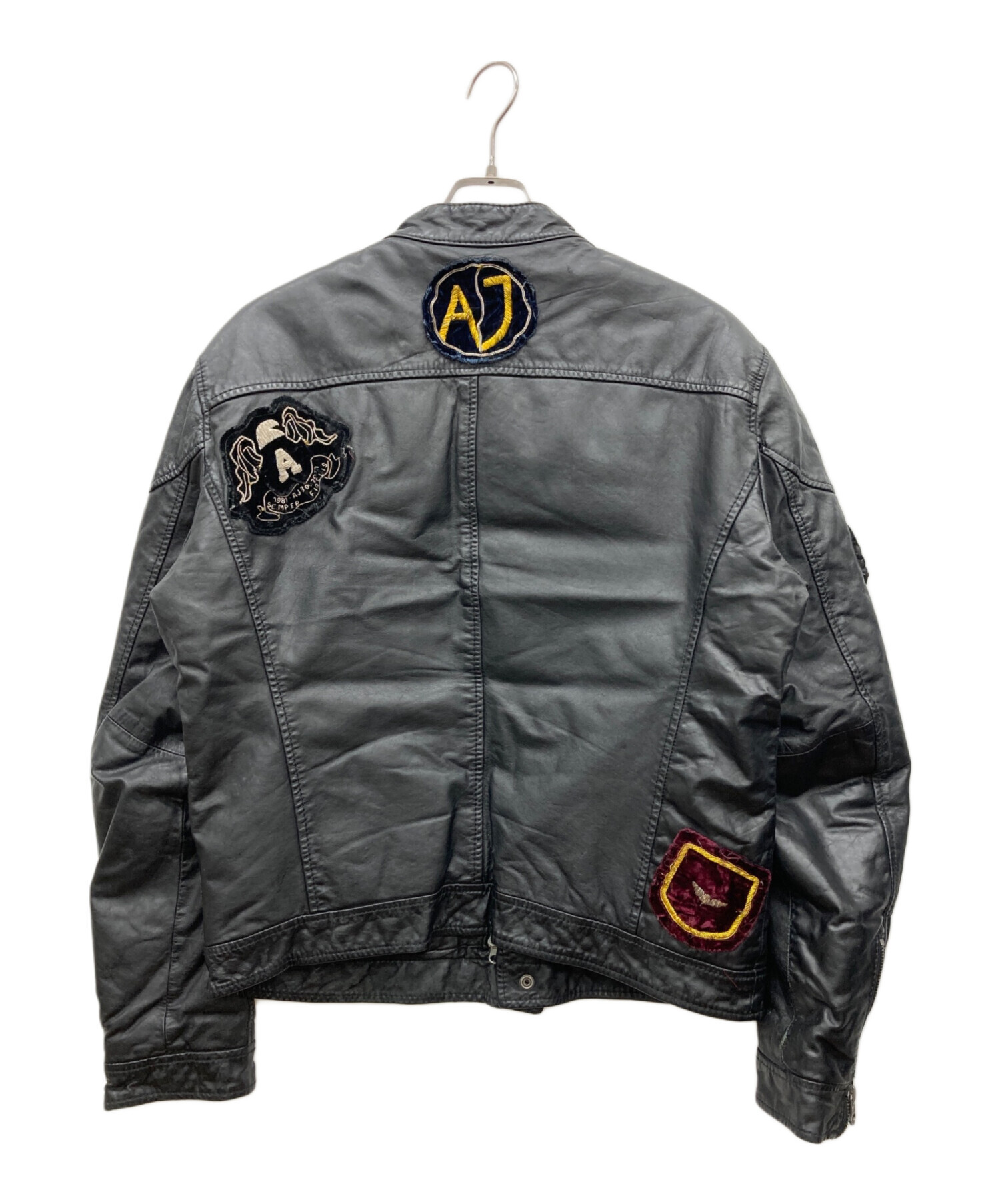 アルマーニ ジーンズ AJ レザー ジャケット 革ジャン ブラック リアル