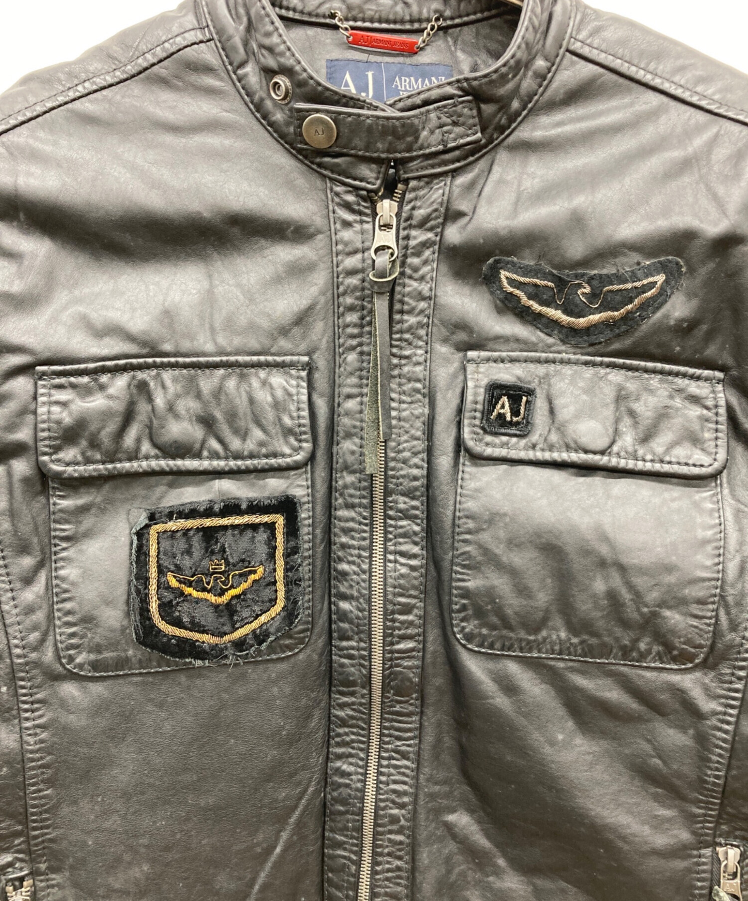 ARMANI JEANS ライダースジャケット 中古・古着通販】ARMANI JEANS (アルマーニジーンズ) レザーライダース