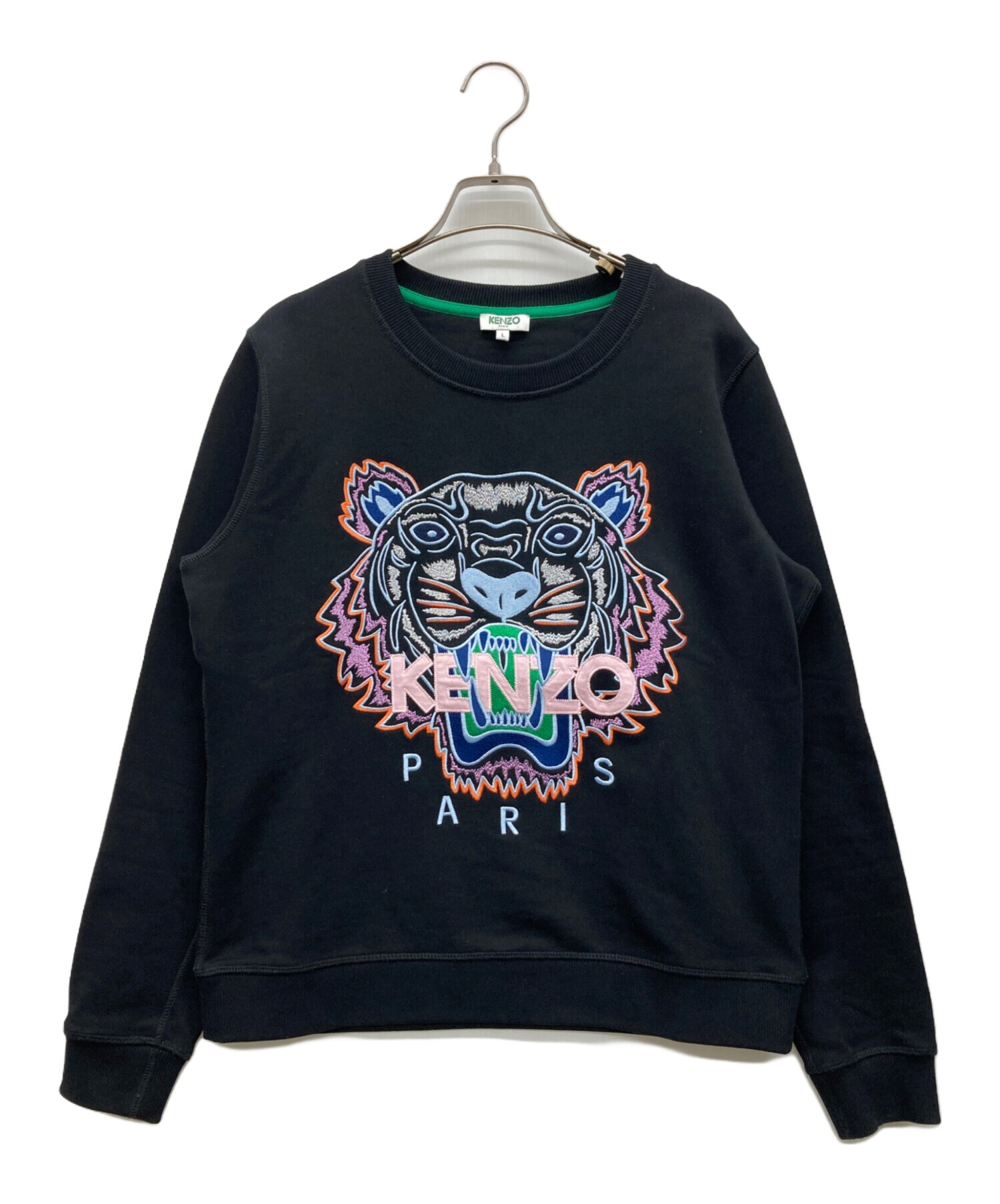 美品　　KENZO トラ刺繍 ブラック スウェット L 美品】 KENZO トラ刺繍 ブラック ゴールド スウェット L KENZO
