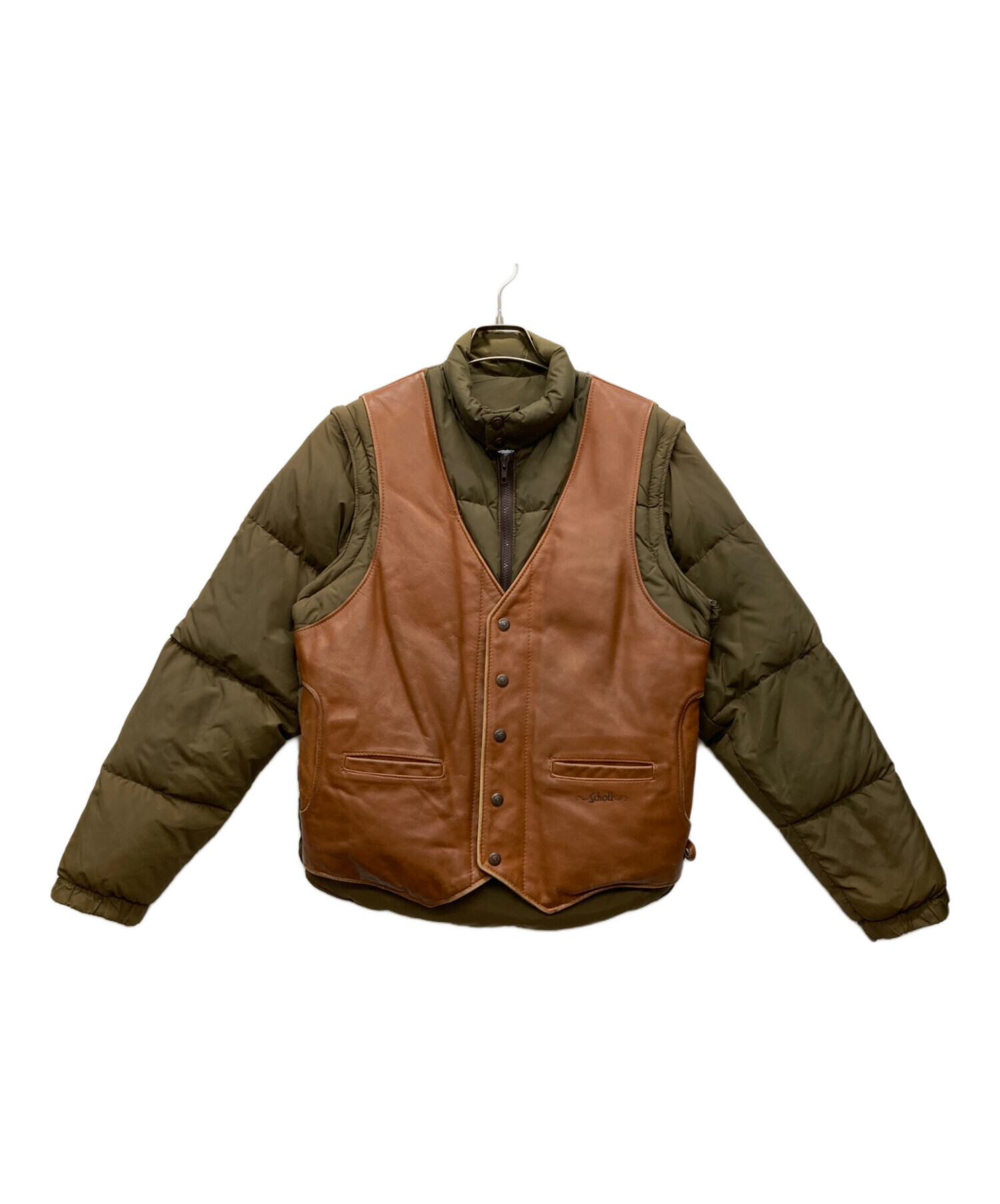 Schott レザー 革 ジャン ダウン ベスト 中古・古着通販 Schott