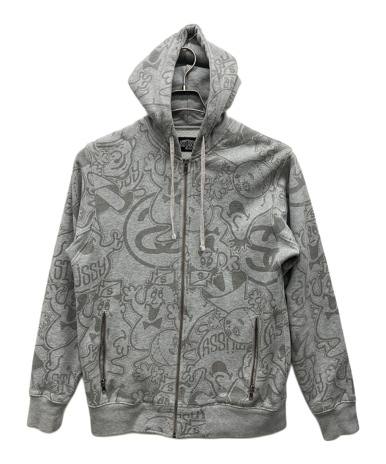 【即完売モデル】ステューシー☆ビッグバックロゴ 人気 パーカー グレー Мサイズ 即完売モデル】ステューシー☆ビッグバックロゴ 人気 パーカー グレー