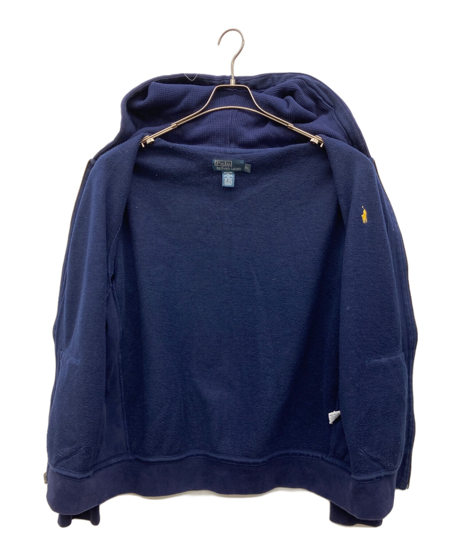 90s ポロラルフローレン ジップパーカー 裏起毛 肉厚 ネイビー POLO 中古・古着通販】POLO RALPH LAUREN (ポロ・ラルフローレン) 裏起毛
