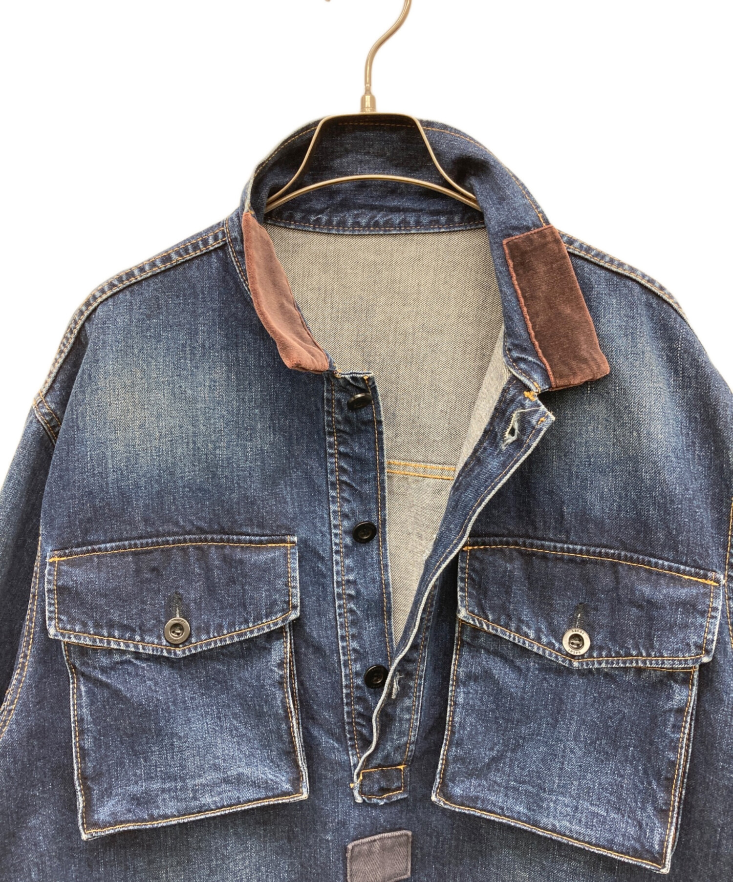 Sacai (サカイ) プルオーバー デニム ジャケット ブルゾン インディゴ 中古・古着通販】sacai (サカイ) デニムプルオーバージャケット