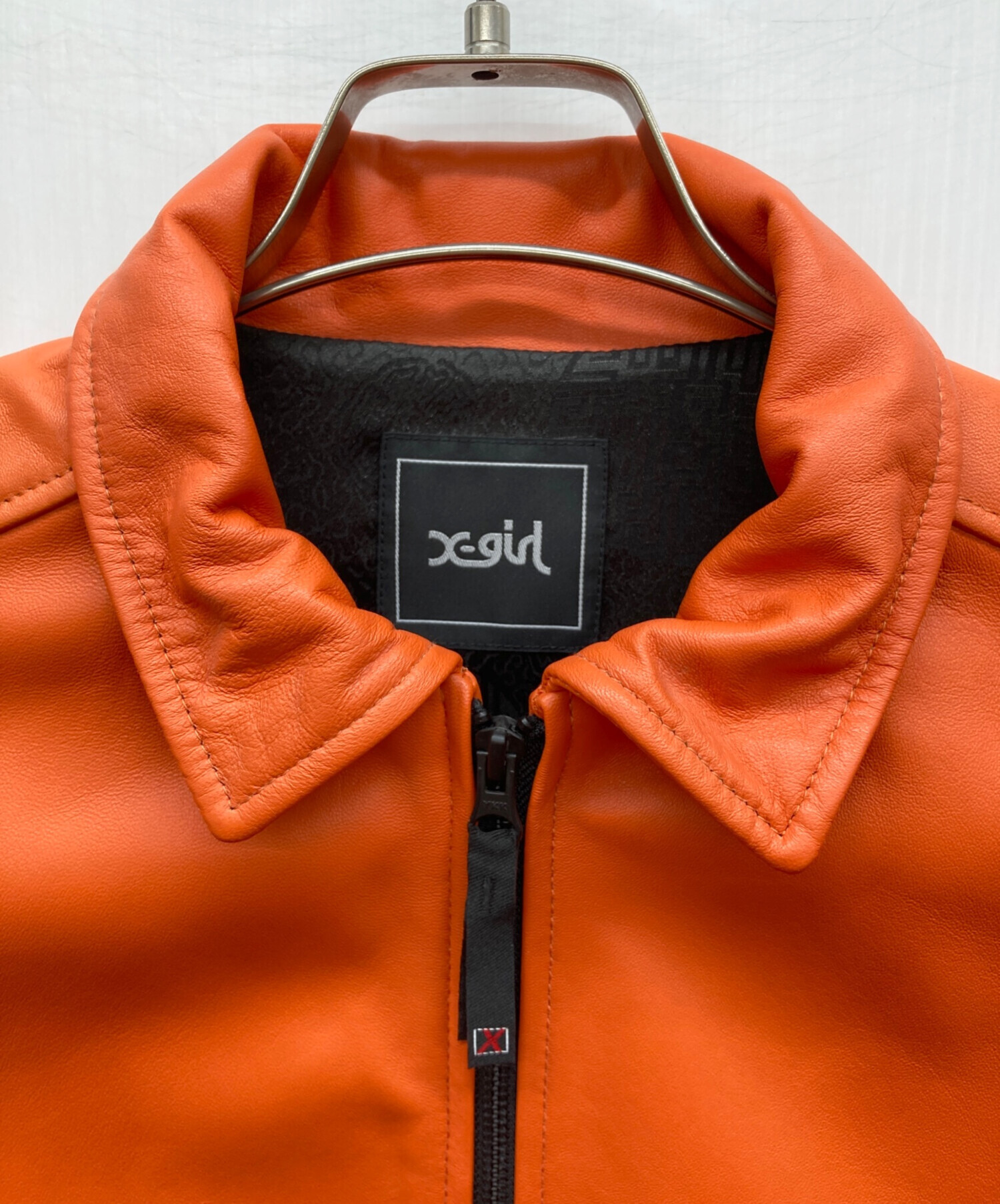 【新品未使用】V TWELVE STAR XLサイズ　オレンジアウター 中古・古着通販】X-girl (エックスガール) ZIPUP LEATHER JACKET