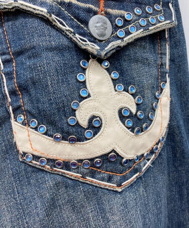 LAGUNA BEACH ラグナビーチ フレアデニム ブーツカット スカル 刺繍 新品タグ付き ラグナビーチ ブーツカットデニムパンツ アメリカ製 濃紺