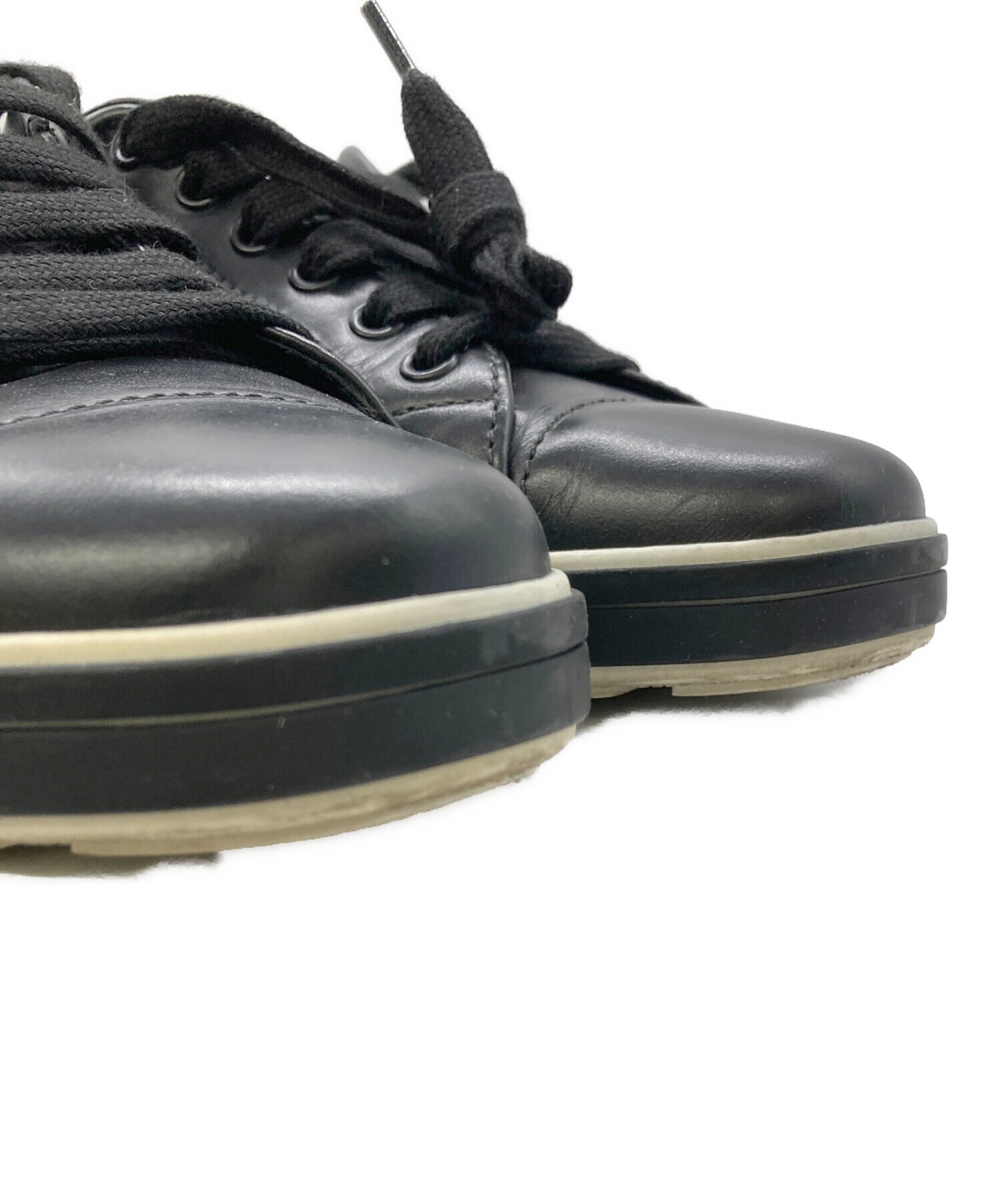 【美品】PRADA - 20ss archiveブラックレザー スニーカー 中古・古着通販】PRADA (プラダ) レザースニーカー ブラック サイズ