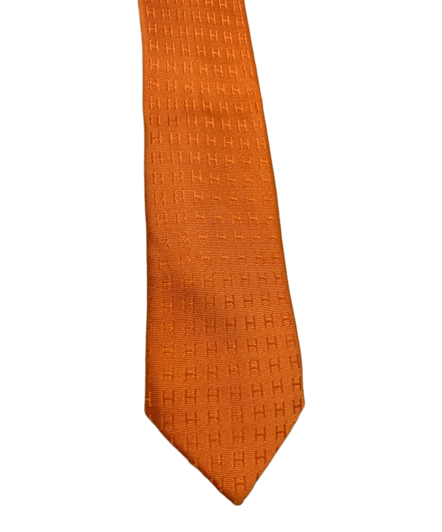 【訳あり】HERMES オレンジ ネクタイ　ファソネ 中古・古着通販】HERMES (エルメス) ファソネHネクタイ オレンジ