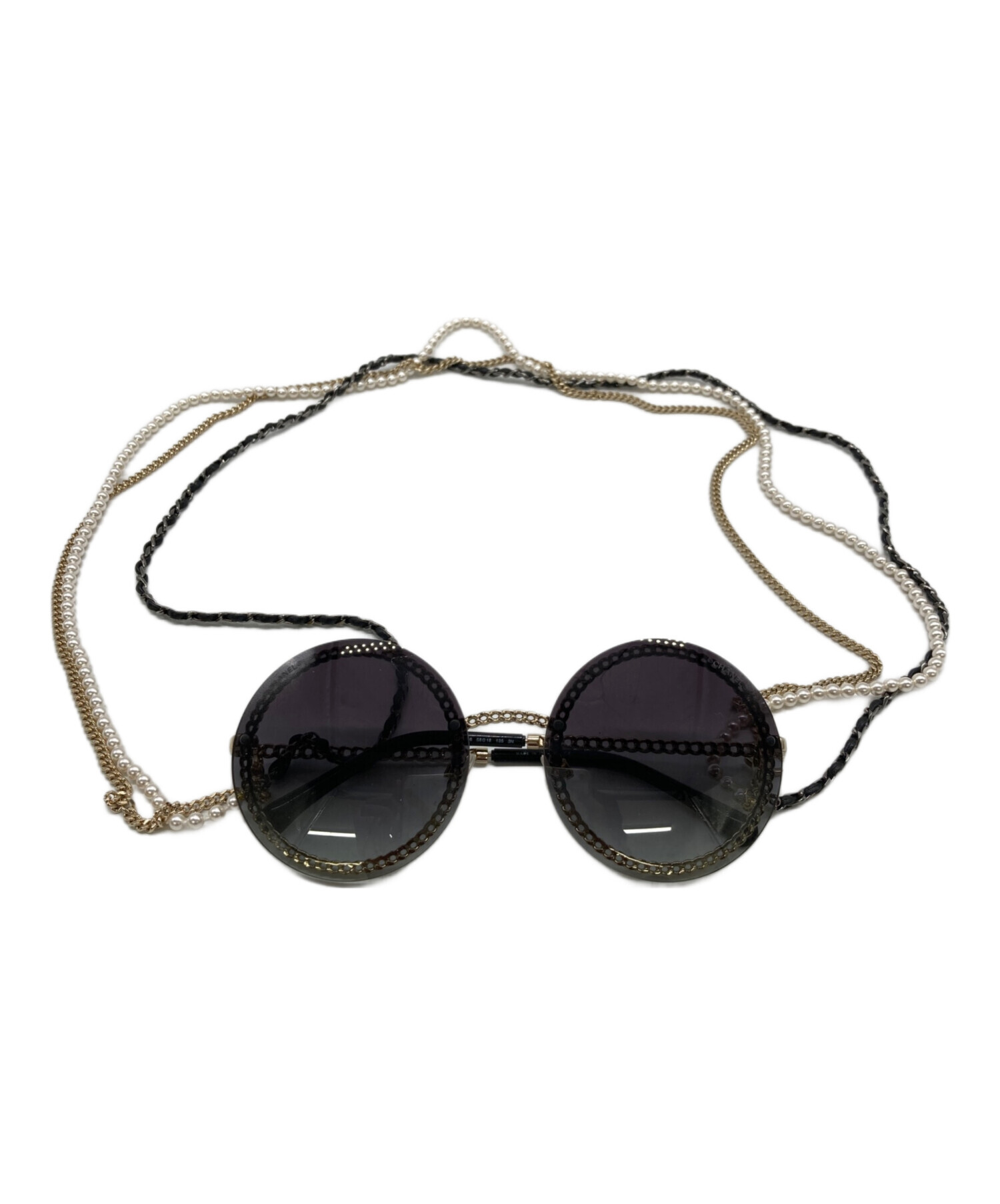 ［タグ付き］［未使用］シャネル CHANEL サングラス 2連パール 中古・古着通販】CHANEL (シャネル) ラウンドパールチェーンサングラス