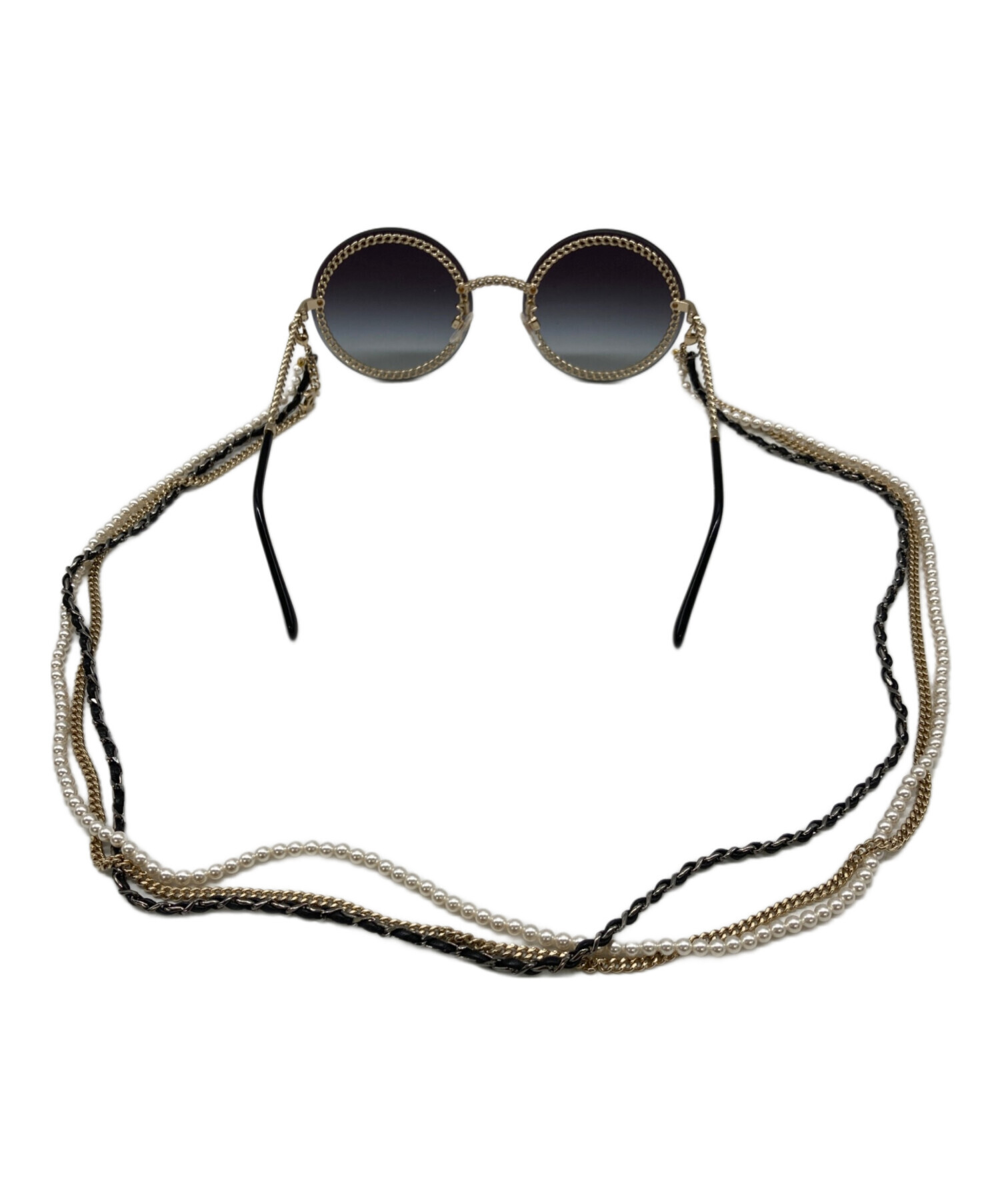 ［タグ付き］［未使用］シャネル CHANEL サングラス 2連パール 中古・古着通販】CHANEL (シャネル) ラウンドパールチェーンサングラス