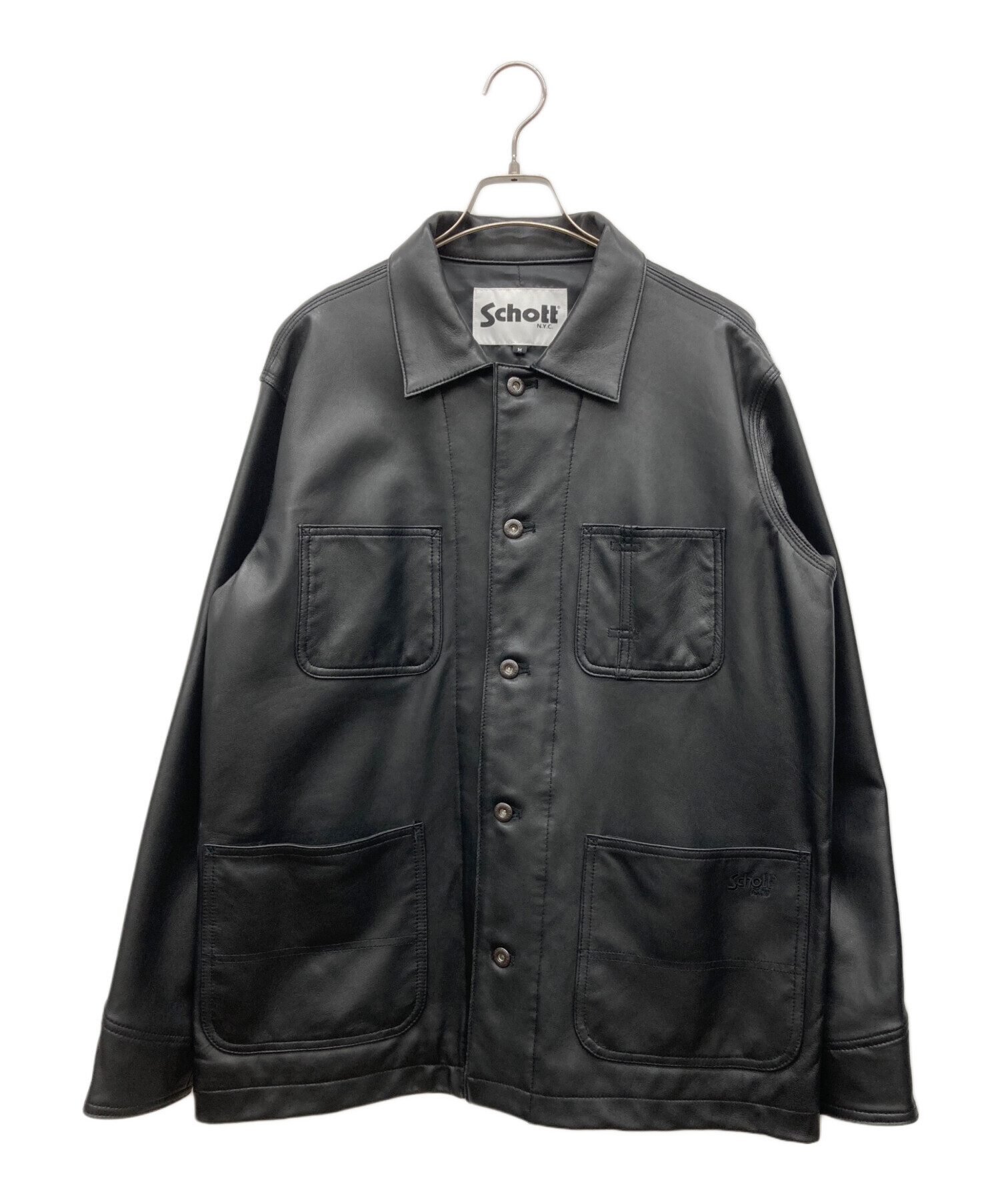 美品】Schott ショット カバーオール ジャケット 黒 M 中古・古着通販