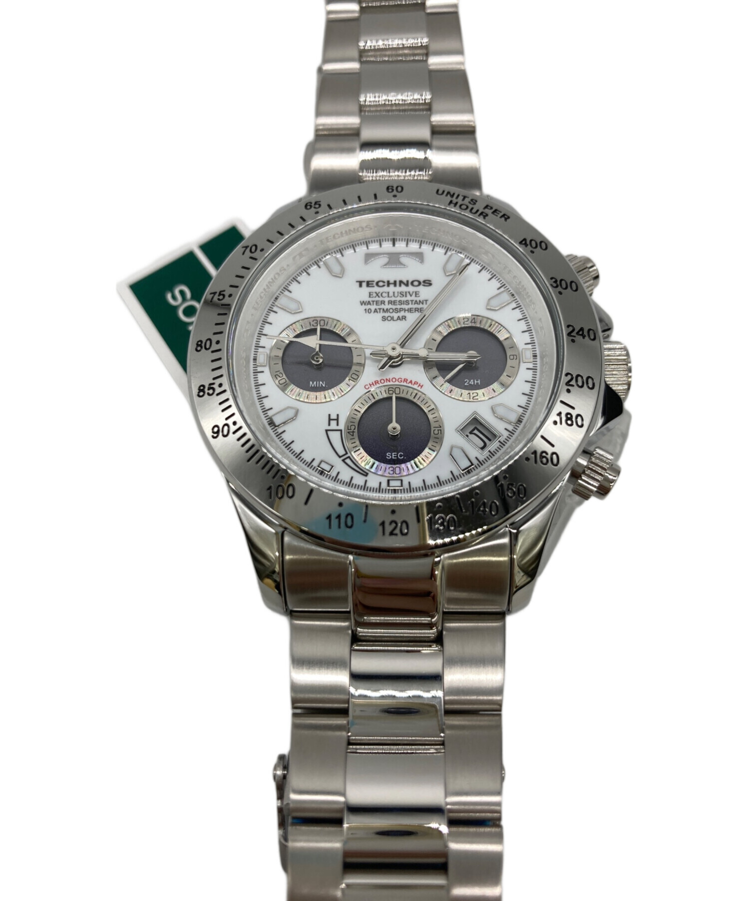 中古・古着通販】TECHNOS (テクノス) クロノグラフ ホワイト 未使用品
