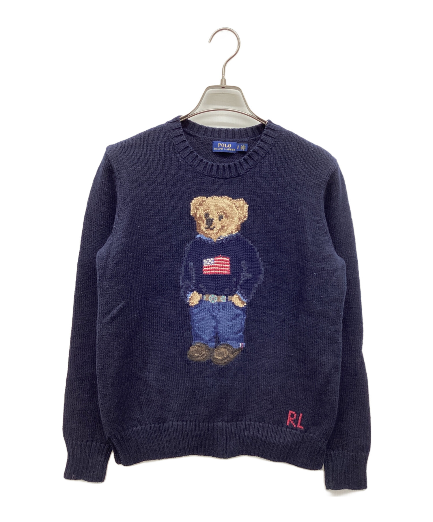 【美品・大きめ2XL・現行】ポロラルフローレン　ポロベア　ニット　リネン混　紺 90s Polo Ralph Lauren 