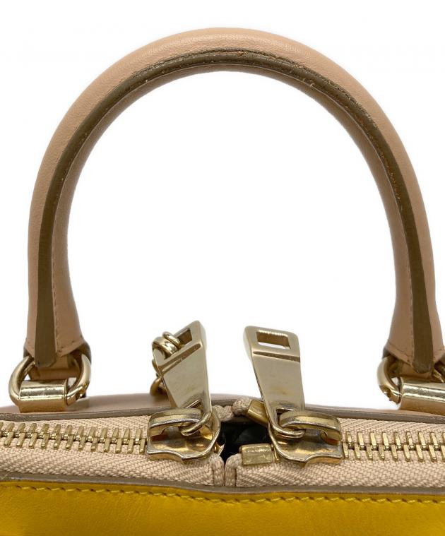 クロエ Chloe ハンドバッグ ベージュ イエロー リネン レザー 中古・古着通販】Chloe (クロエ) バイカラーベイリーショルダー