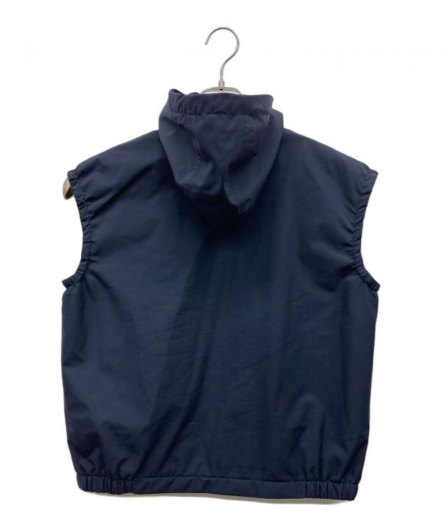 SALEプラダ　ダブルポケット ナイロン ベスト 中古・古着通販】PRADA (プラダ) フーデッドナイロンベスト ネイビー