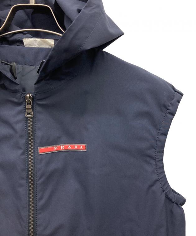 中古・古着通販】PRADA (プラダ) フーデッドナイロンベスト ネイビー