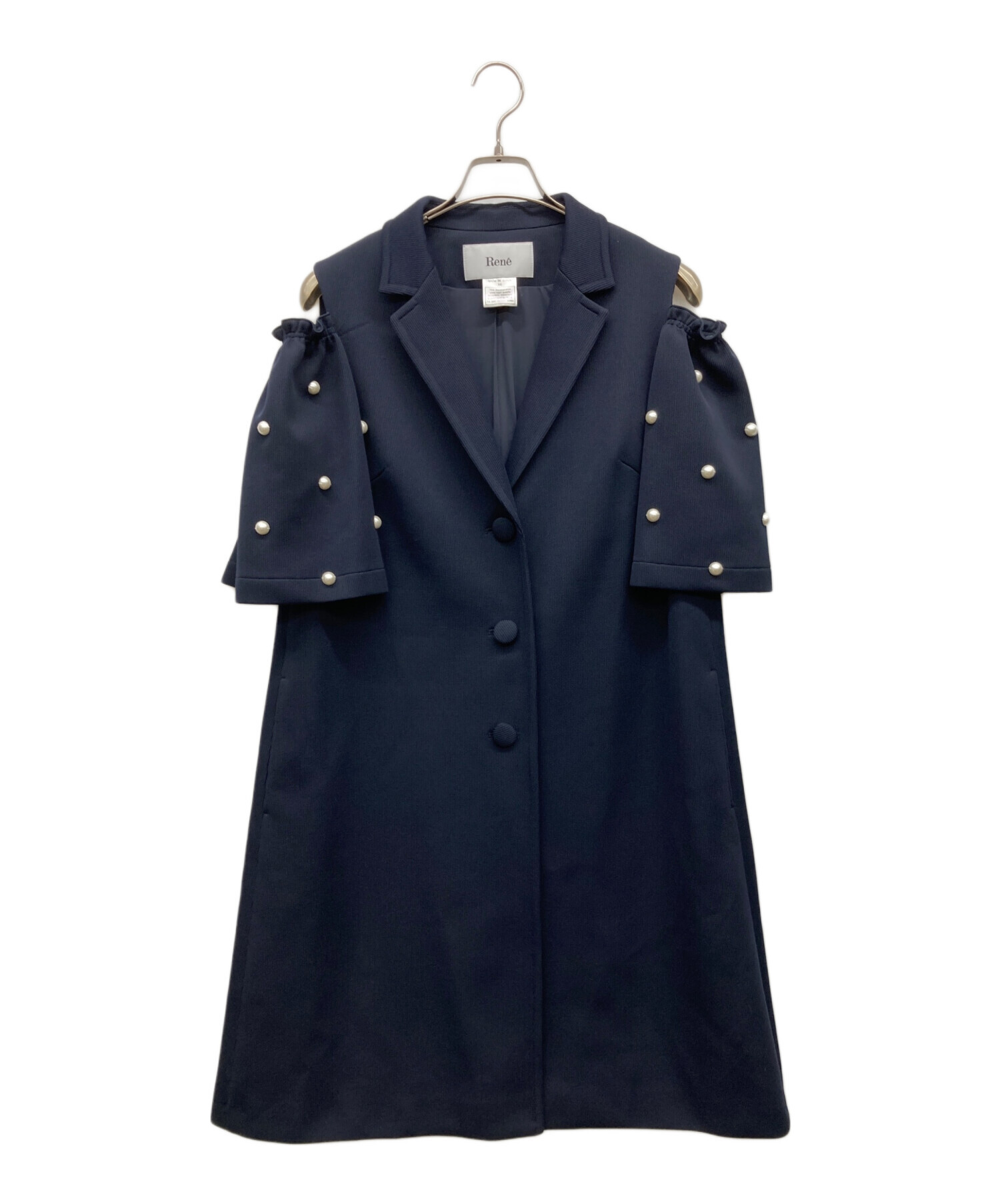 中古・古着通販】Rene (ルネ) オープンショルダーコート ネイビー 