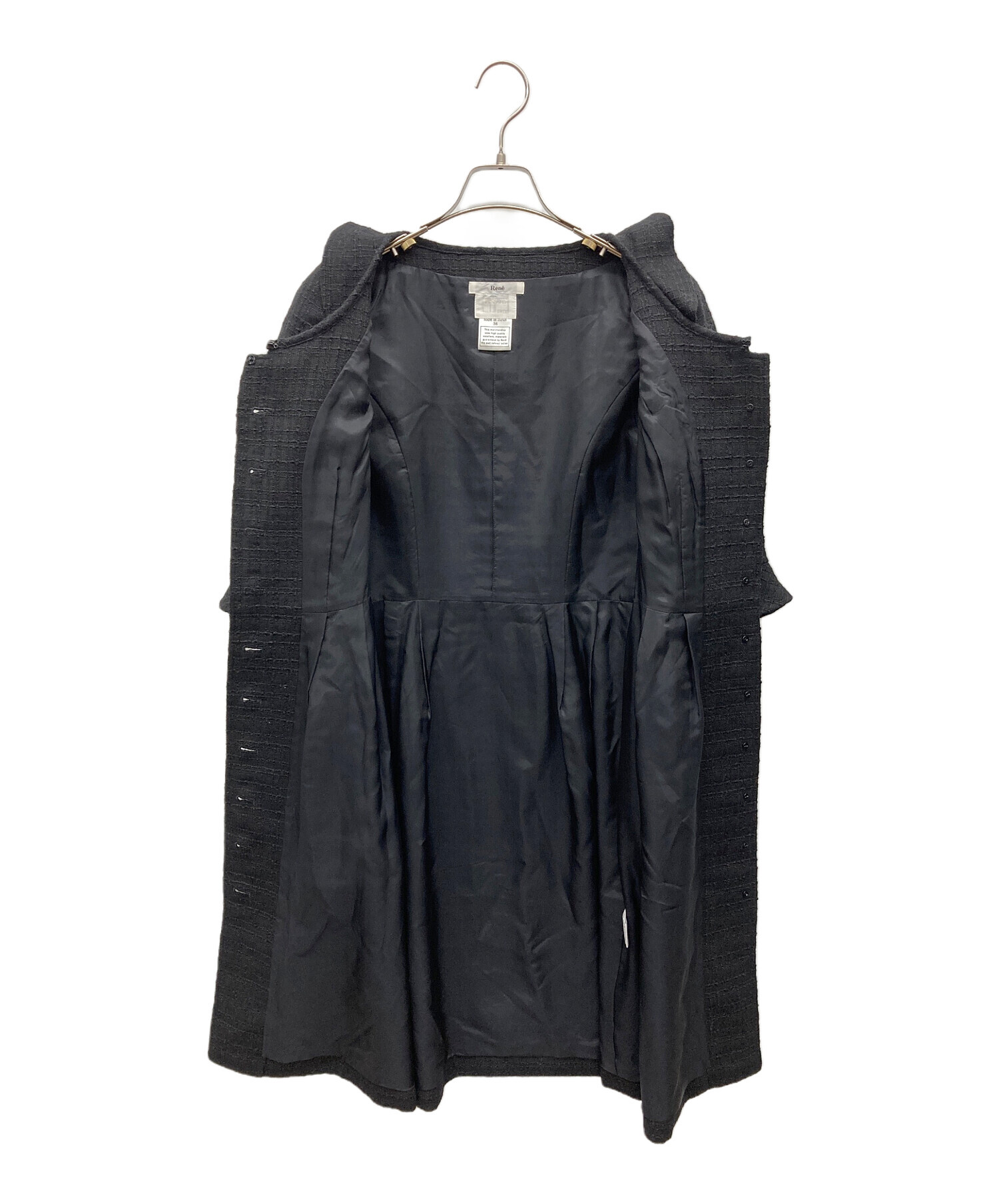 中古・古着通販】Rene (ルネ) ツイードワンピース ブラック サイズ:36