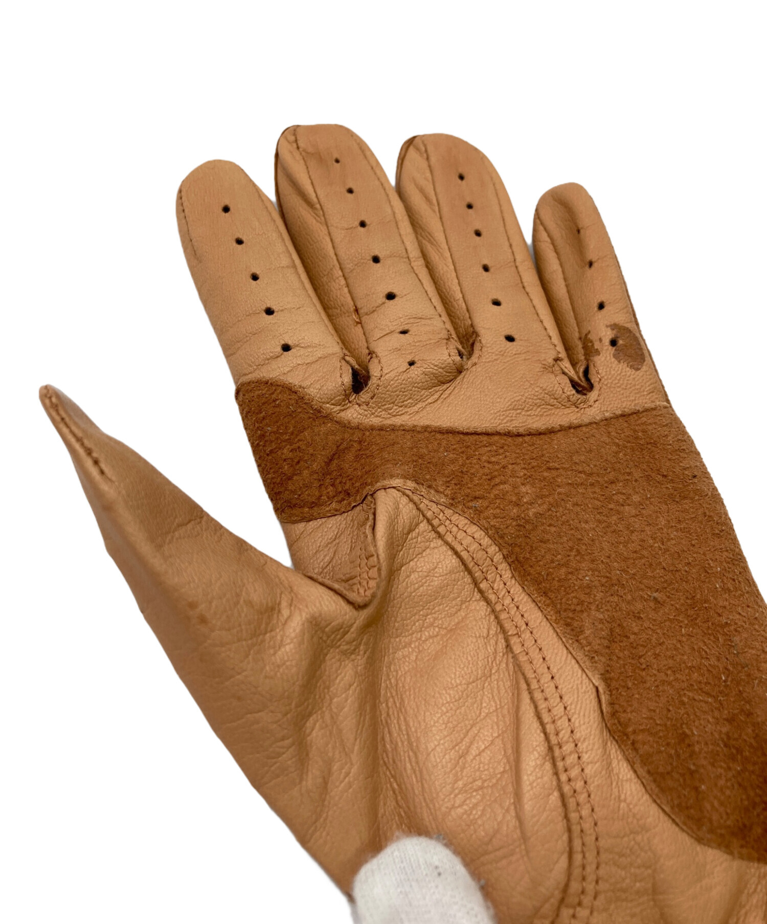 中古・古着通販】HERMES (エルメス) レザーゴルフ手袋 ベージュ サイズ