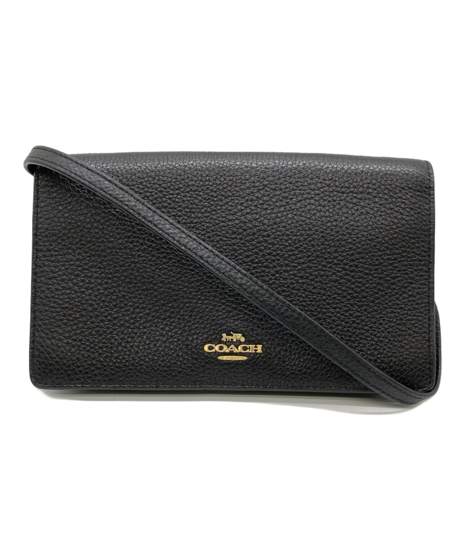 【美品】コーチ ショルダーウォレットバッグ ノア レザー ブラック 財布 中古・古着通販】COACH (コーチ) ショルダーウォレット ブラック